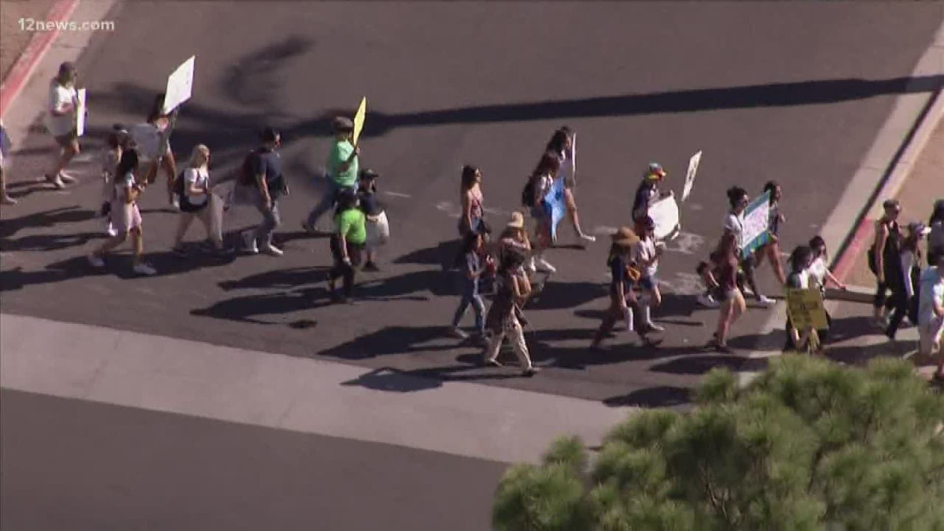 Hundreds of protesters took to the downtown Phoenix streets in an effort to encourage state leaders to act on climate change. Team 12's Joe Dana has the latest.
