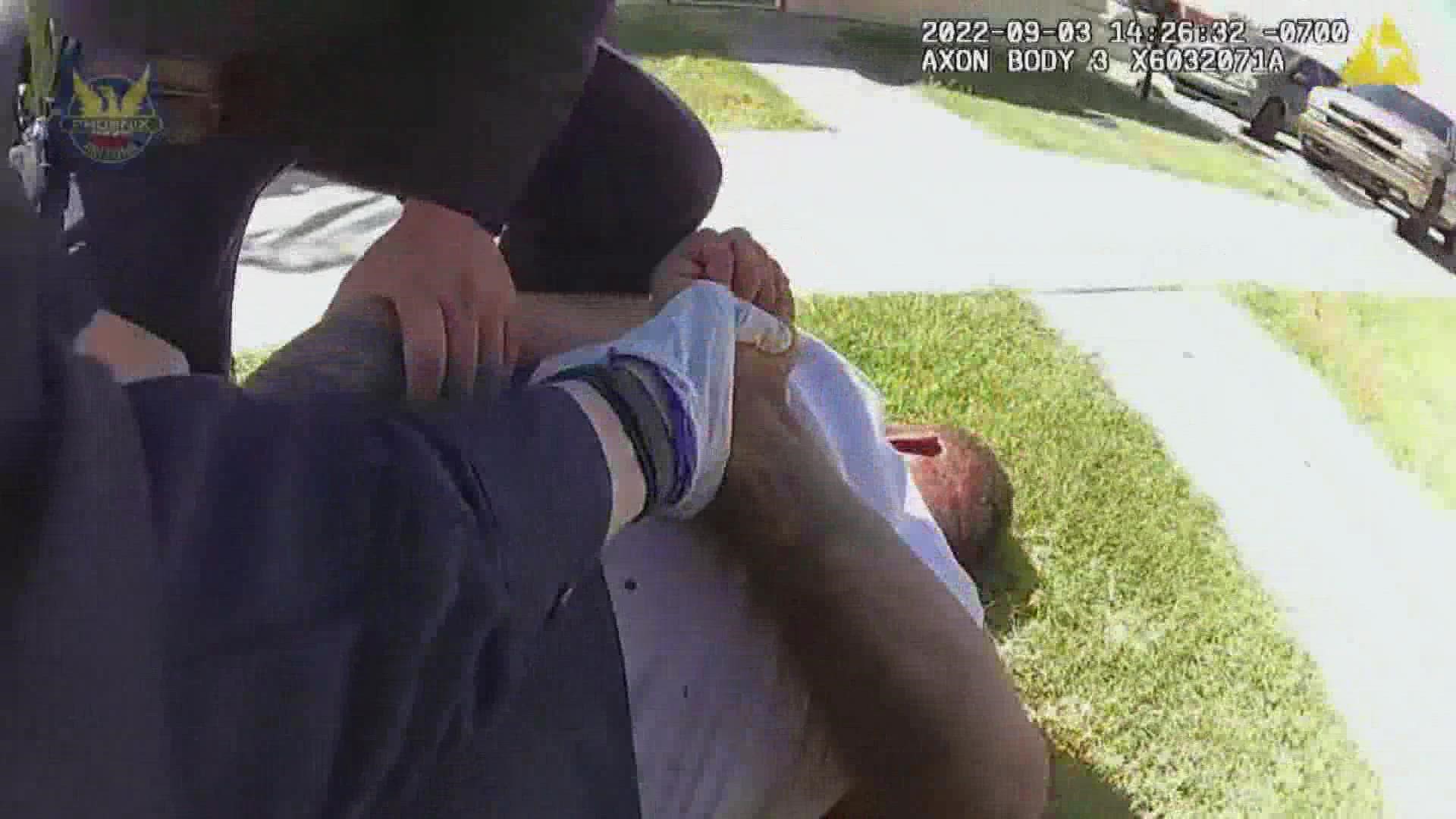 The footage shows the moments leading up to a death of a man in Phoenix police custody earlier this month.