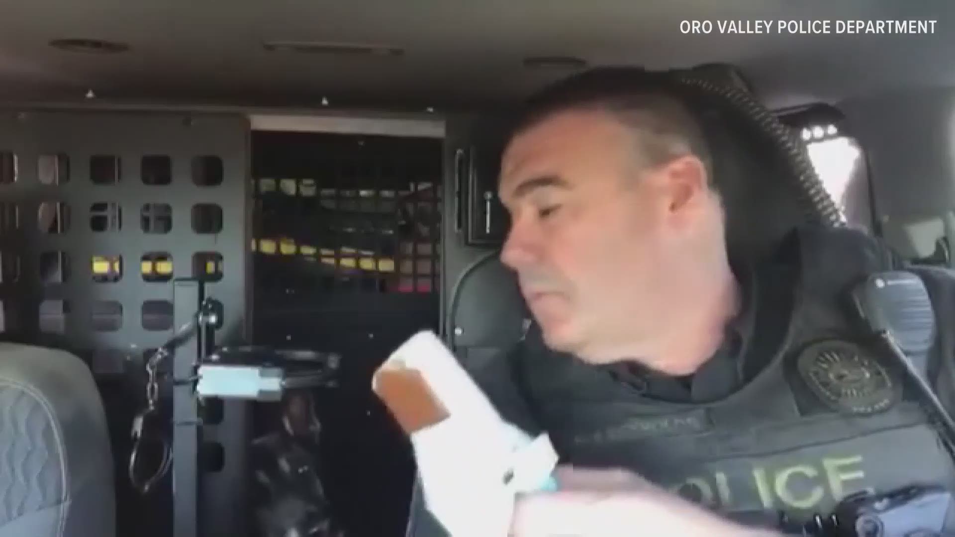 Bruno is a police K-9 for the Oro Valley Police Department in Arizona. His handler gifted him with an ice cream treat during his last call.