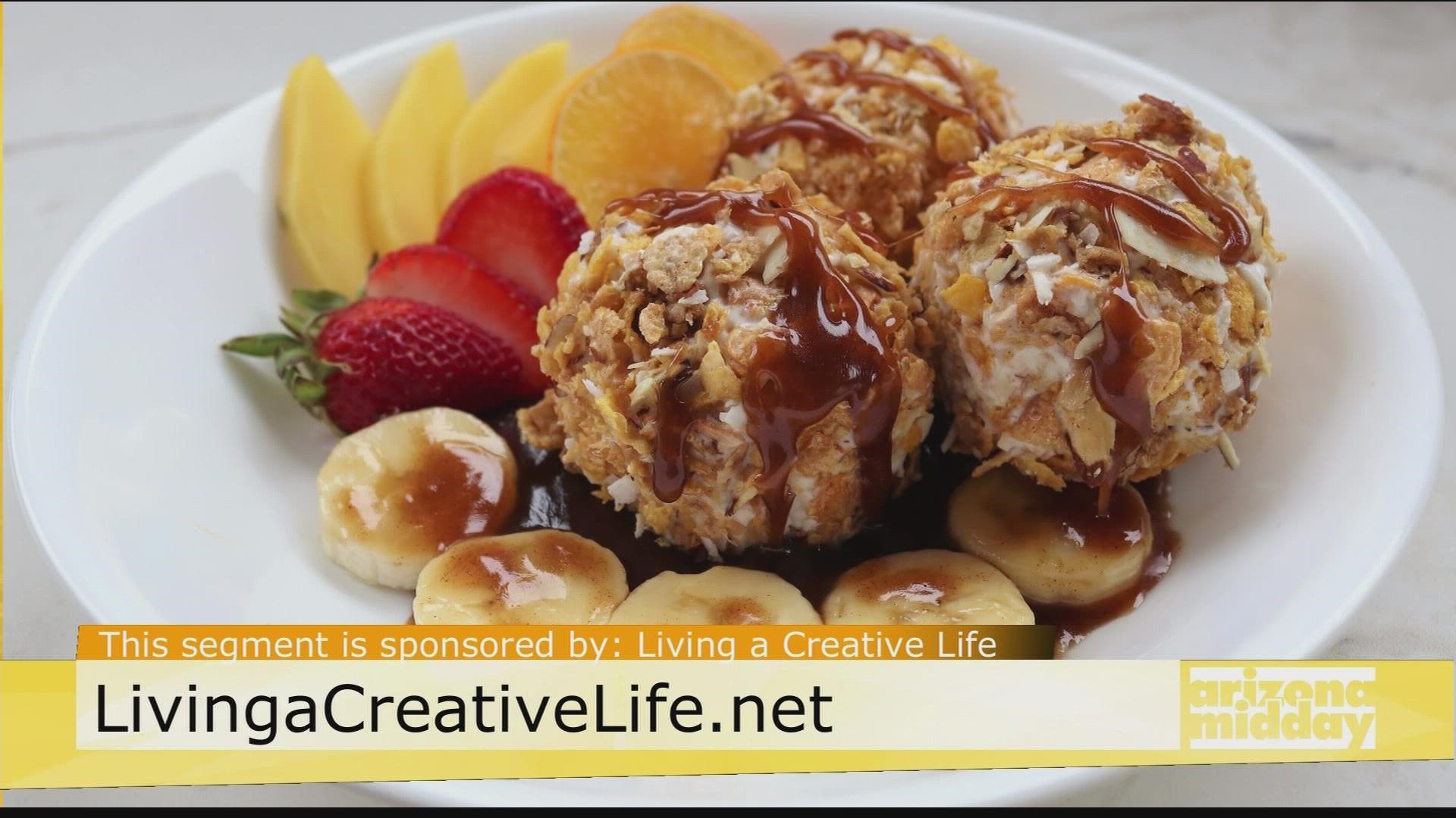 Suzanne Clark with Living a Creative Life offers an easy way to get the crunchy exterior of Mexican Fried Ice Cream without the frying.