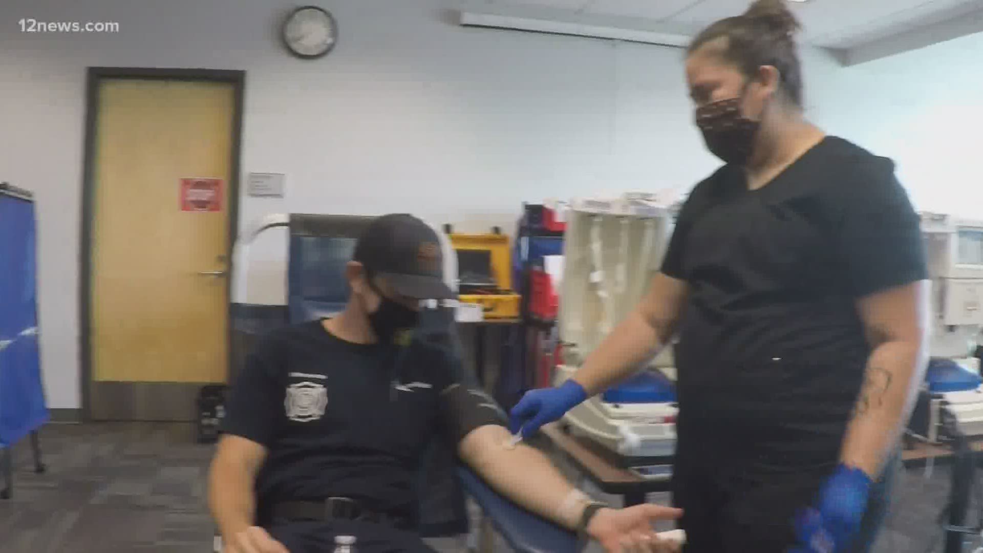 There's a demand for people who have recovered from COVID-19 in Arizona to donate plasma. Glendale police officers and firefighters are stepping up to donate.