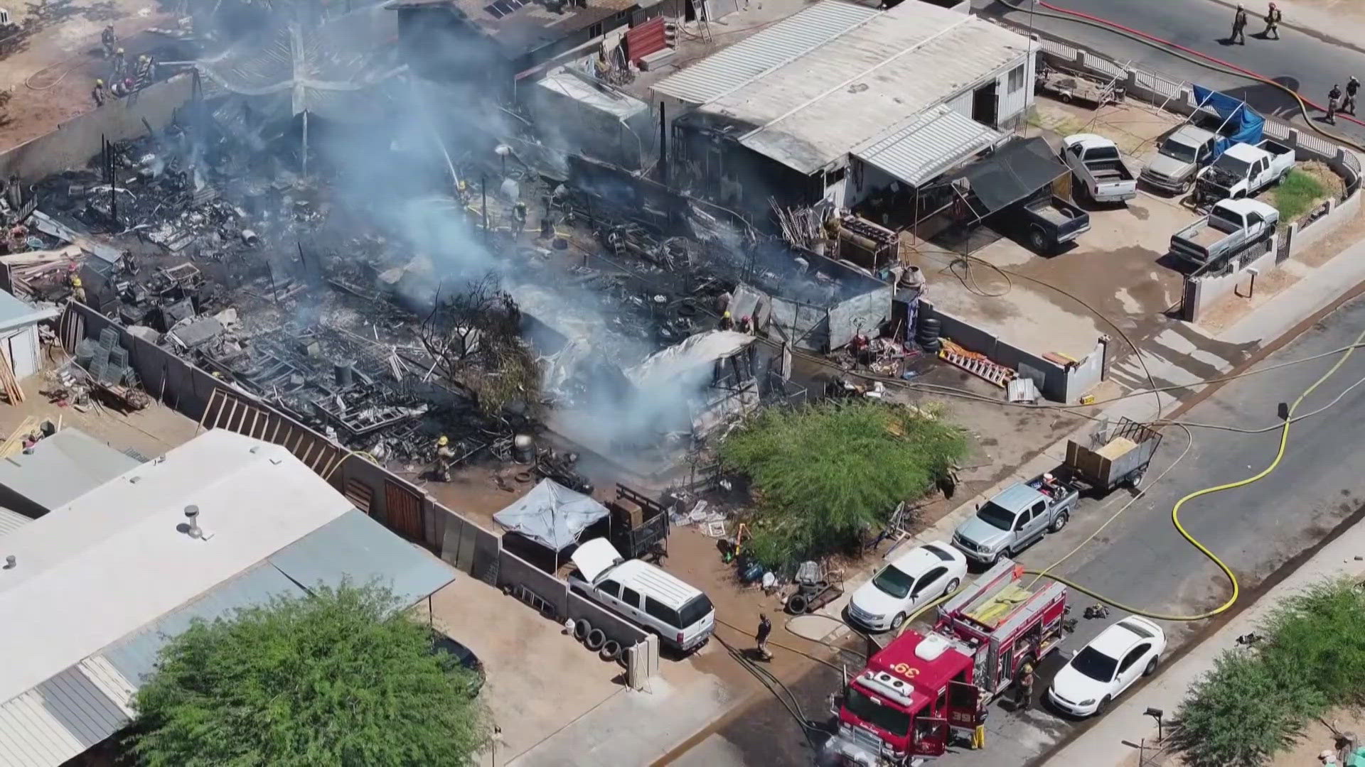 Crews battling large fire involving multiple mobile homes in Laveen ...