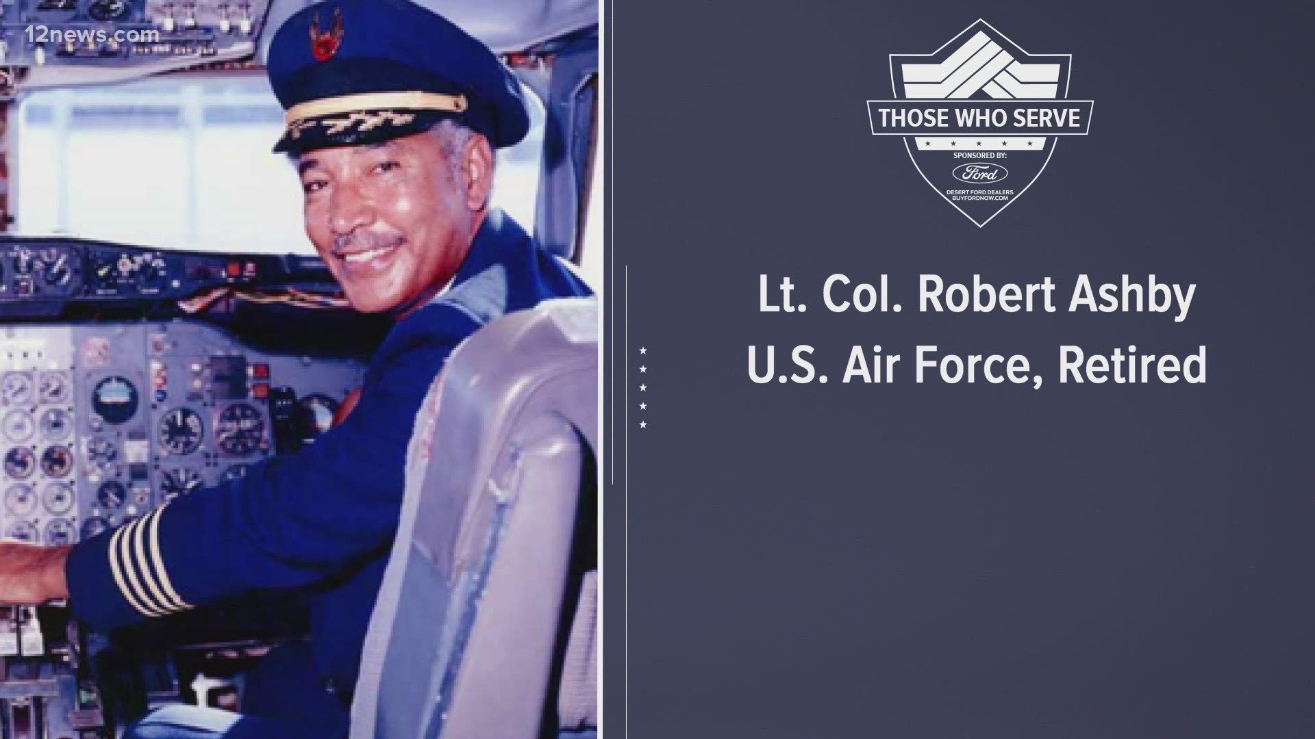 Robert Ashby retired from the Air Force in 1965 as Lieutenant Colonel after 21 years of service. He went on to become the first African American hired by Frontier.