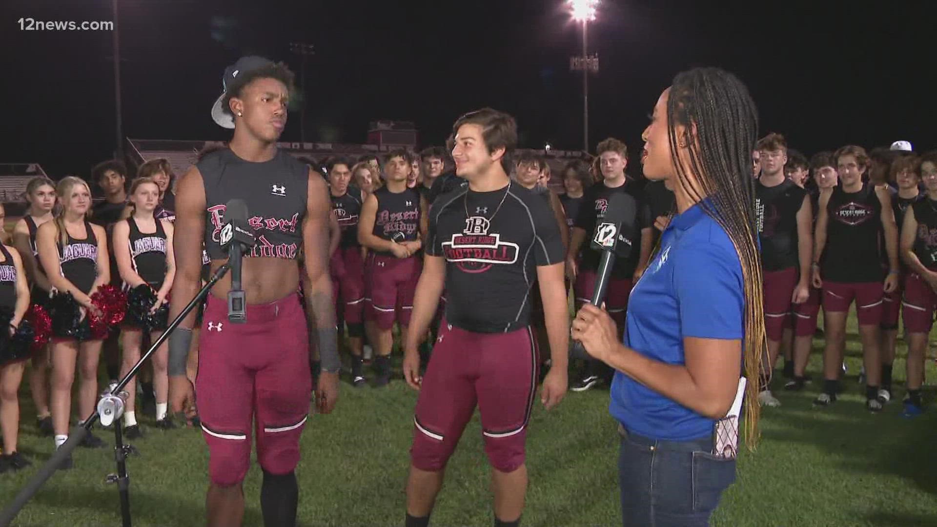 Angelo Paffumi and Lance Holtzclaw speak with 12 News after they defeat Dobson, 49-0.