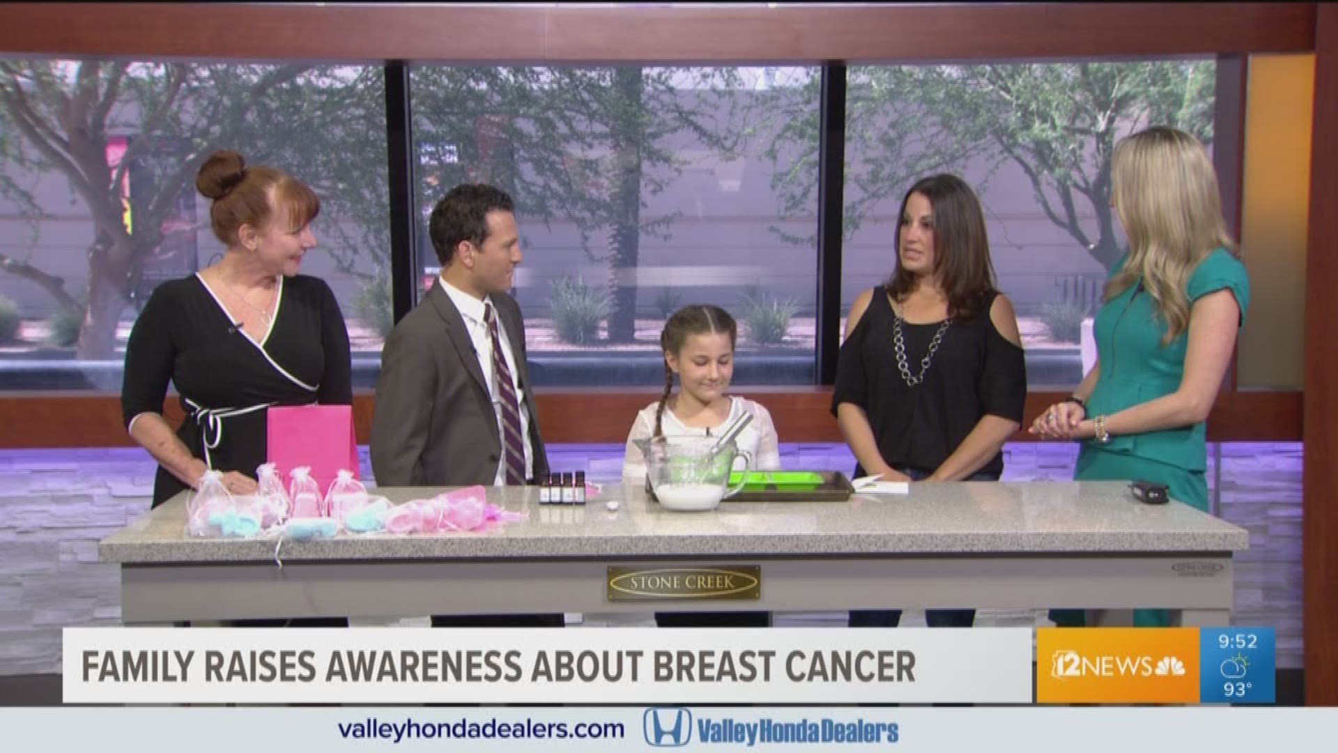 Brianna raises money to donate to breast cancer awareness non-profit. 