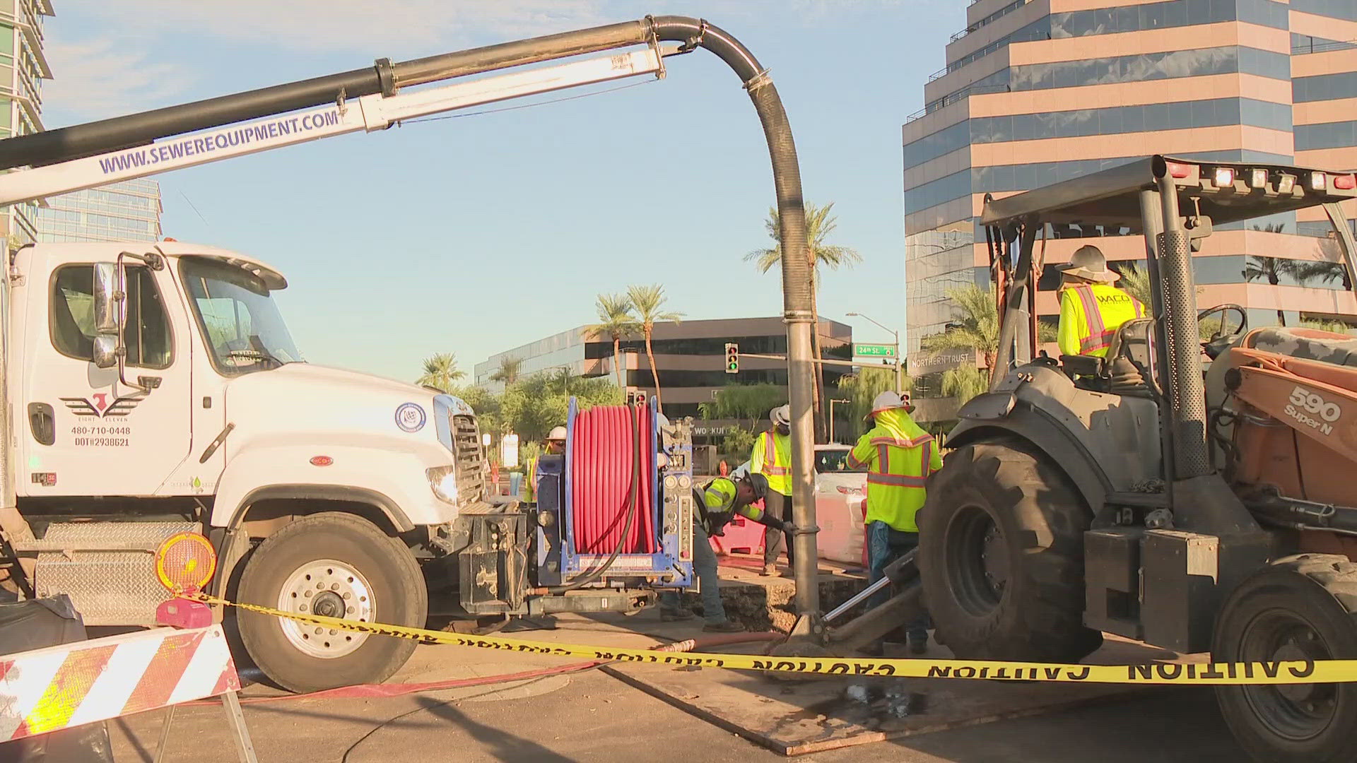 An 18-inch water leak is causing a multi-day repair effort off 24th Street and Camelback Road.