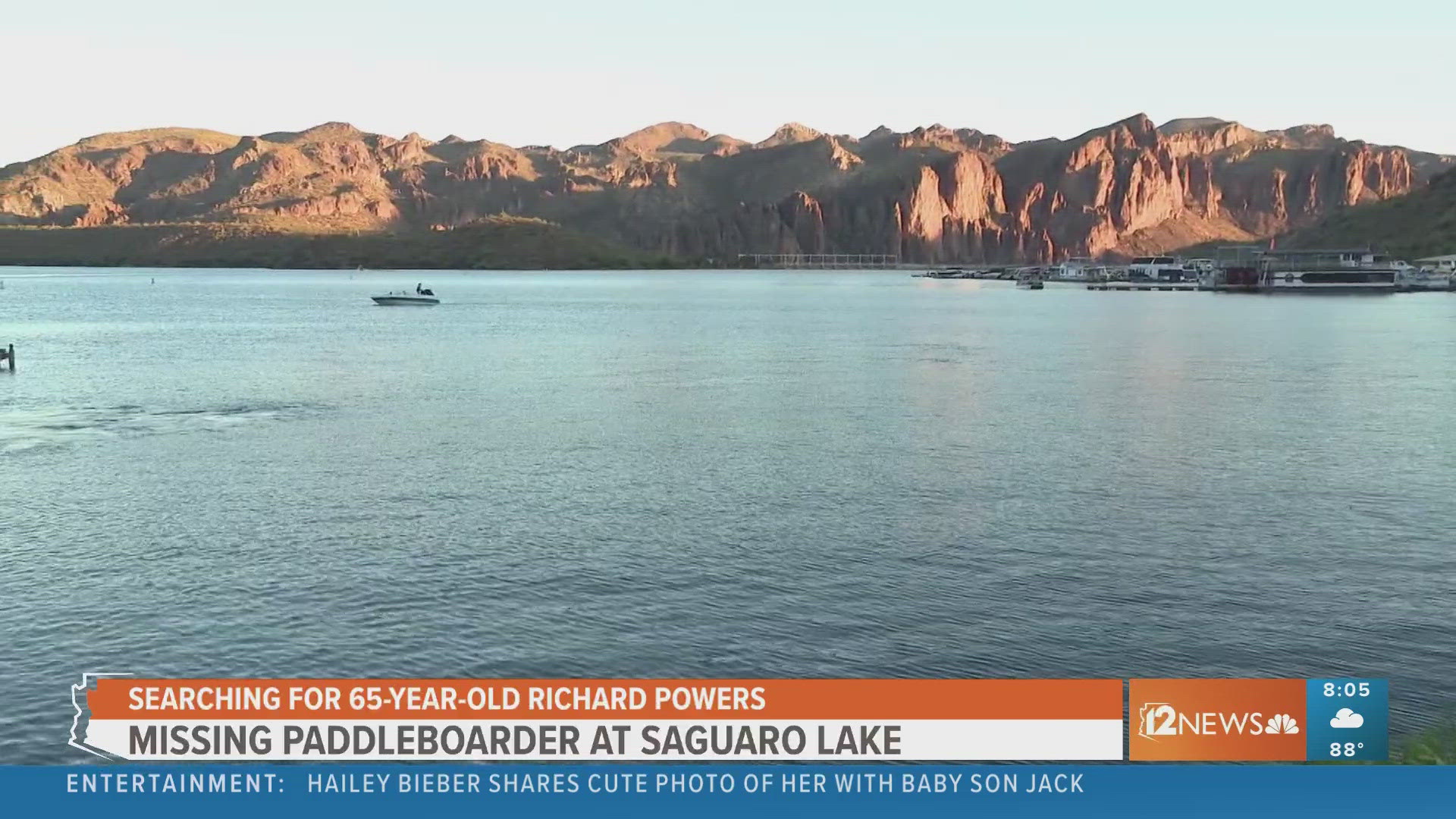 Richard Powers was last seen paddleboarding on Saguaro Lake at 5:45 a.m. Sunday morning. MCSO will continue searching on Monday with no success so far.