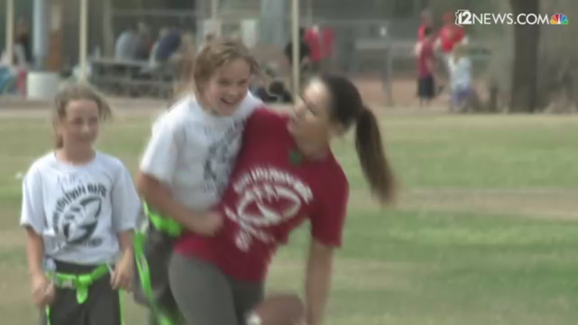The "Grrridiron Girls" flag football camp allowed girls to learn the game and how to play each position from NFL alumni.