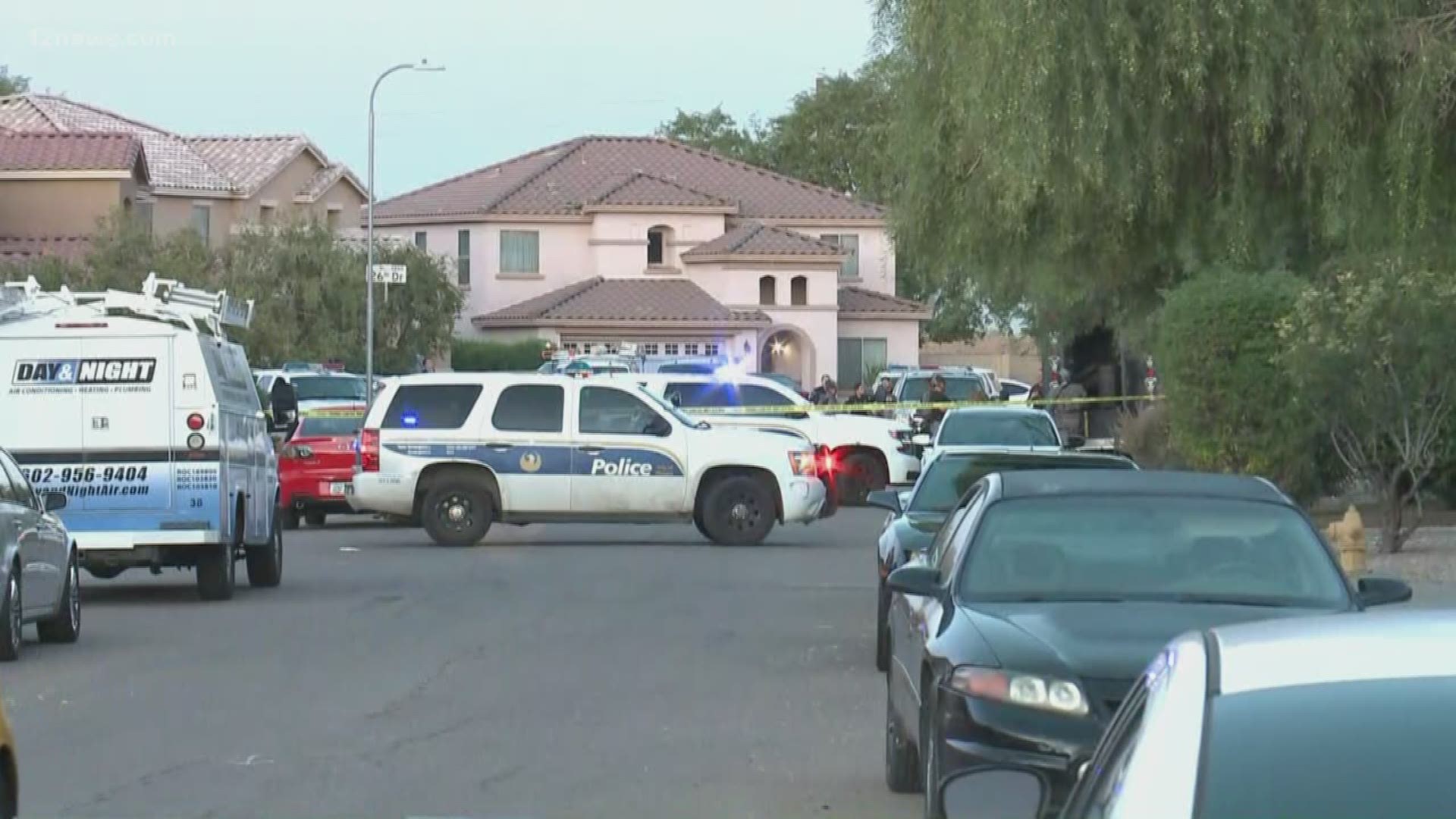 A man was found with a gunshot wound after officers responded to a domestic violence call in Phoenix early Thursday morning, according to Phoenix PD