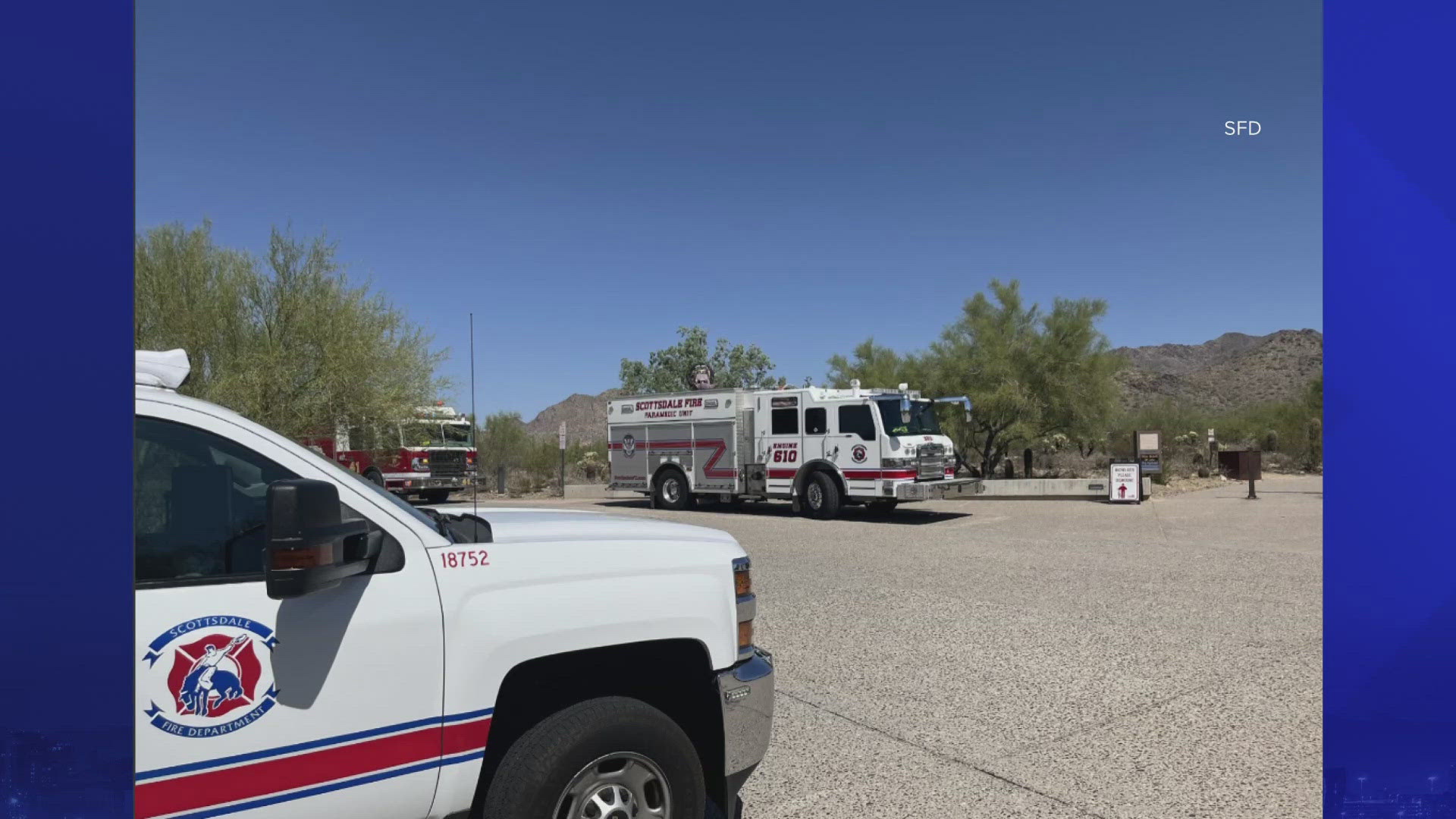 A 30-year-old woman was hospitalized in critical condition after suffering "severe heat exhaustion," according to the Scottsdale Fire Department.