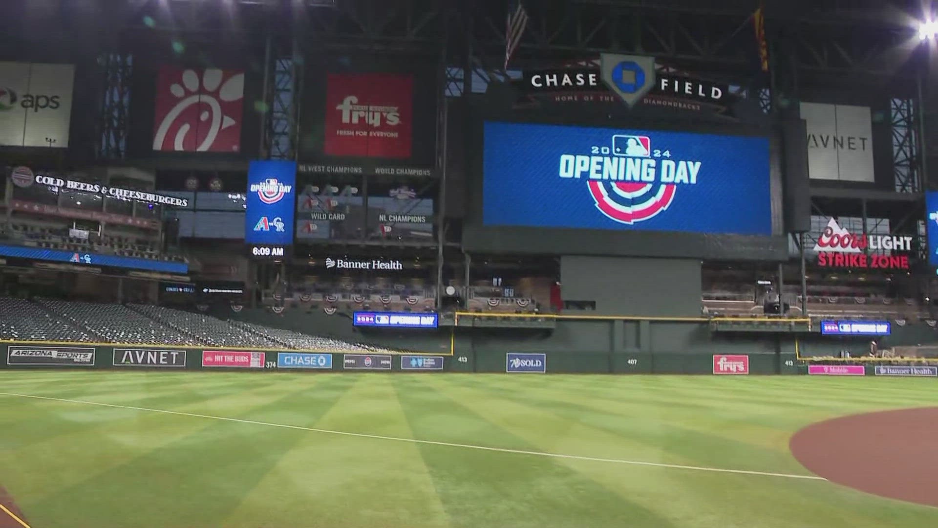 Opening Day is here and Chase Field is undergoing final preparations before the Arizona Diamondbacks take on the Colorado Rockies to start the season.