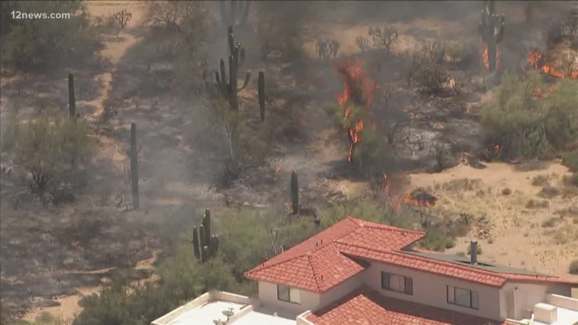 A fire sparked a little too close for comfort to homes in north Scottsdale Monday afternoon. Firefighters are crediting a quick response time to no deaths and no damage to homes.