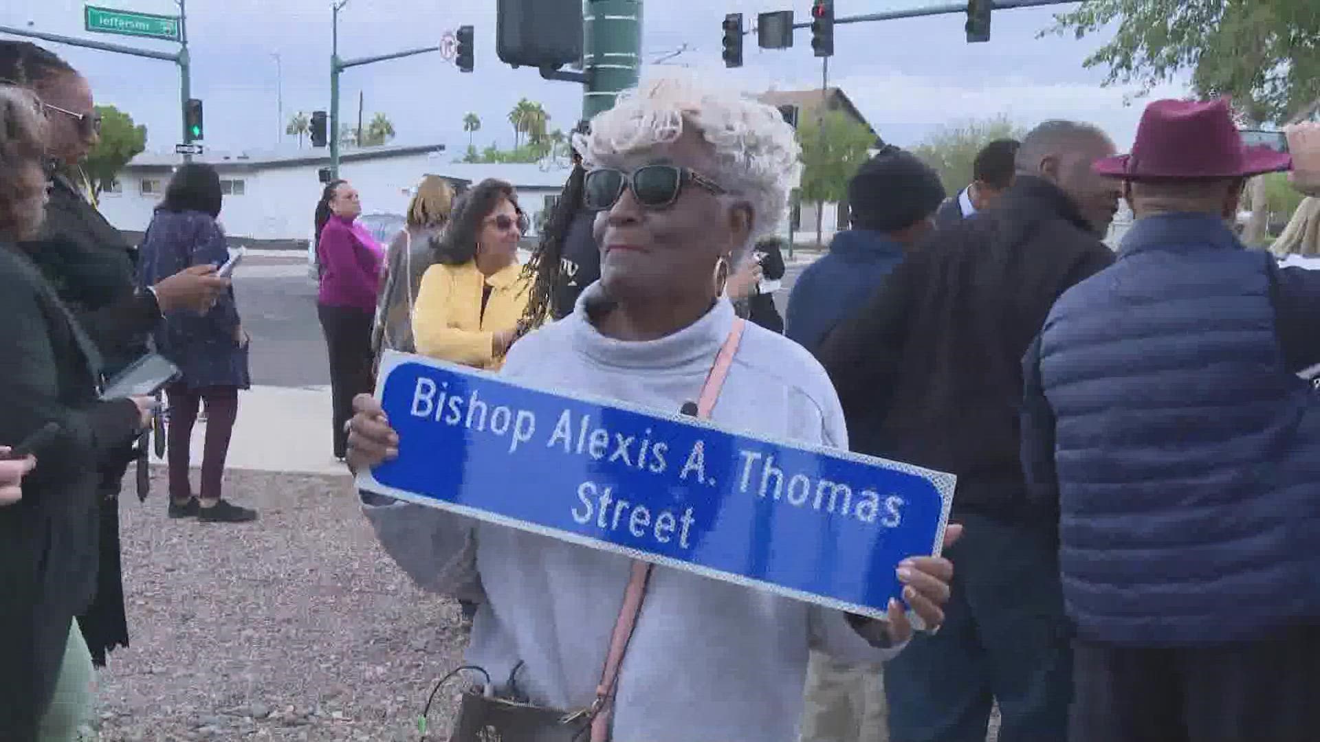 A new street in Phoenix was dedicated to late civil rights and community leader, Bishop Thomas. He served at Pilgrim Rest Baptist Church for more than 30 years.