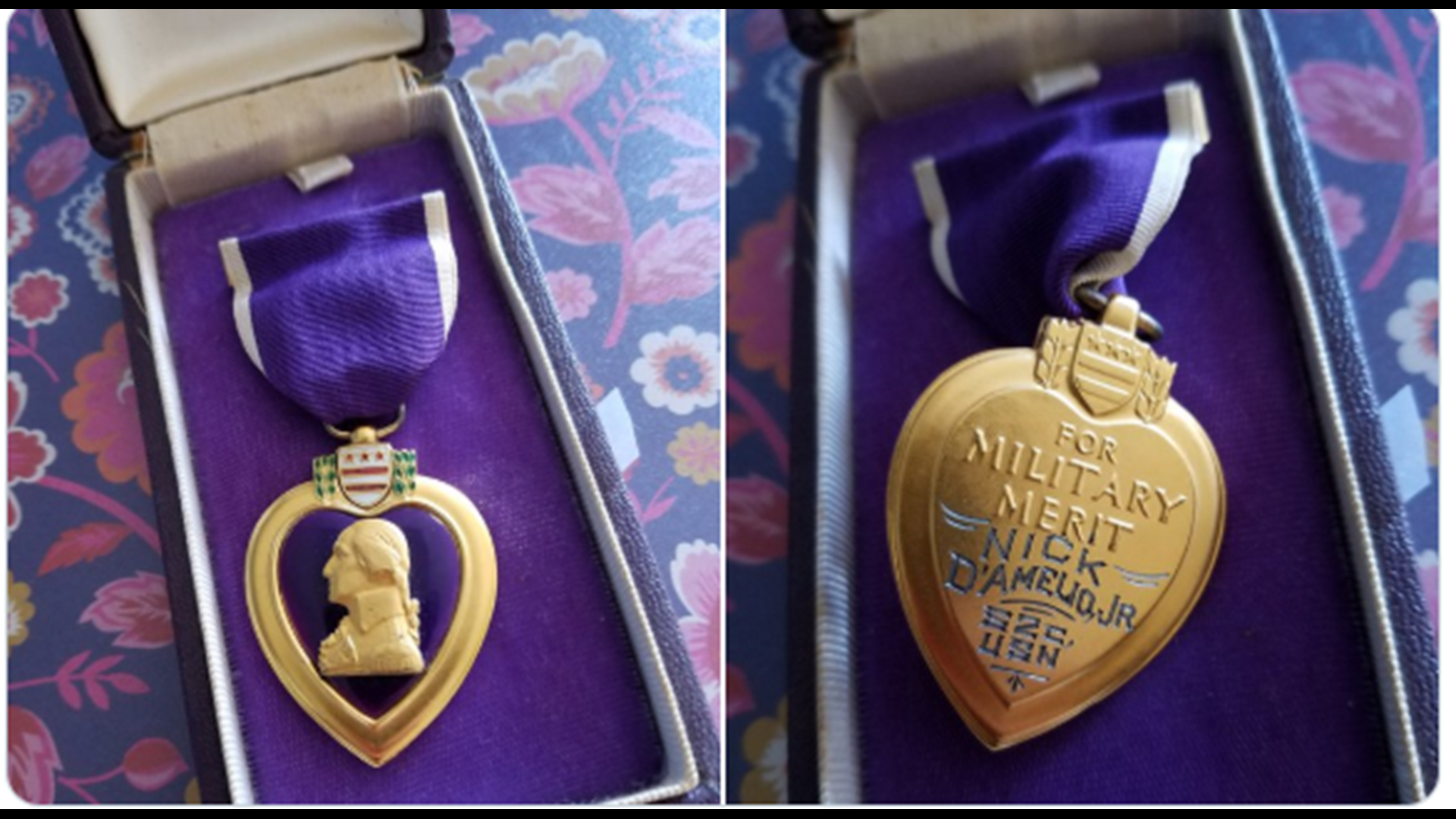 A Purple Heart Medal donated to a Goodwill in Tucson is back with the family of the man who earned it by paying the ultimate sacrifice. Nick D'Amelio Junior's family says it accidentally ended up in the donation pile after D'Amelio's sister recently died.