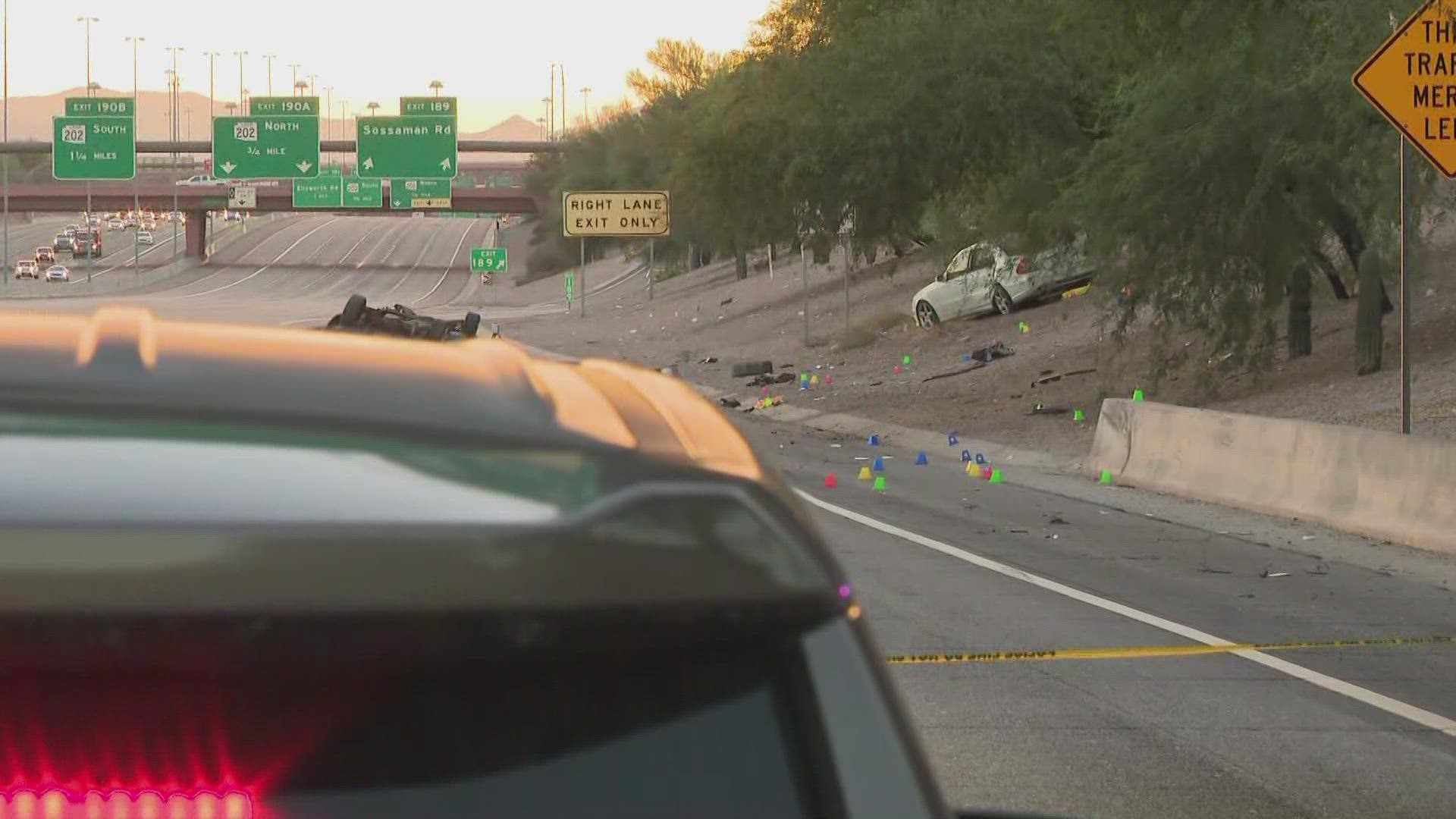 Two people are dead after an early morning crash on the US 60 near Sossaman Road in Mesa. Here's the initial information from the scene.