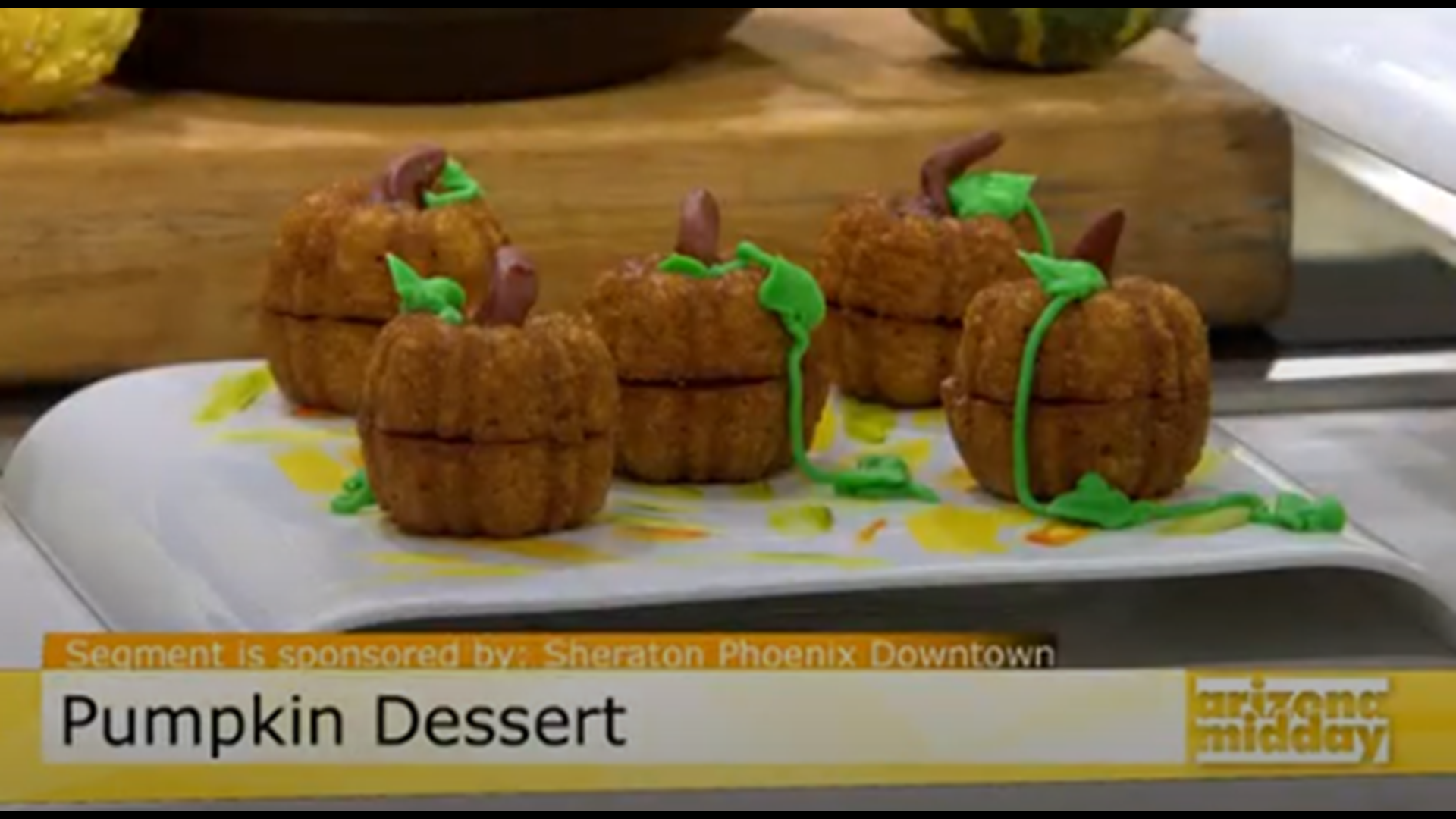 Jolie Skwiercz, Pastry Chef from the Sheraton Phoenix Downtown shows us how we can fill our bellies this fall with 3 delicious pumpkin dessert recipes!