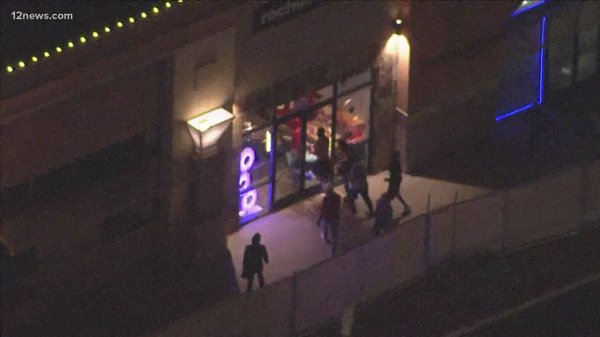 Looting in Scottsdale occurred during a Saturday night protest. Sky 12 captured the scene.