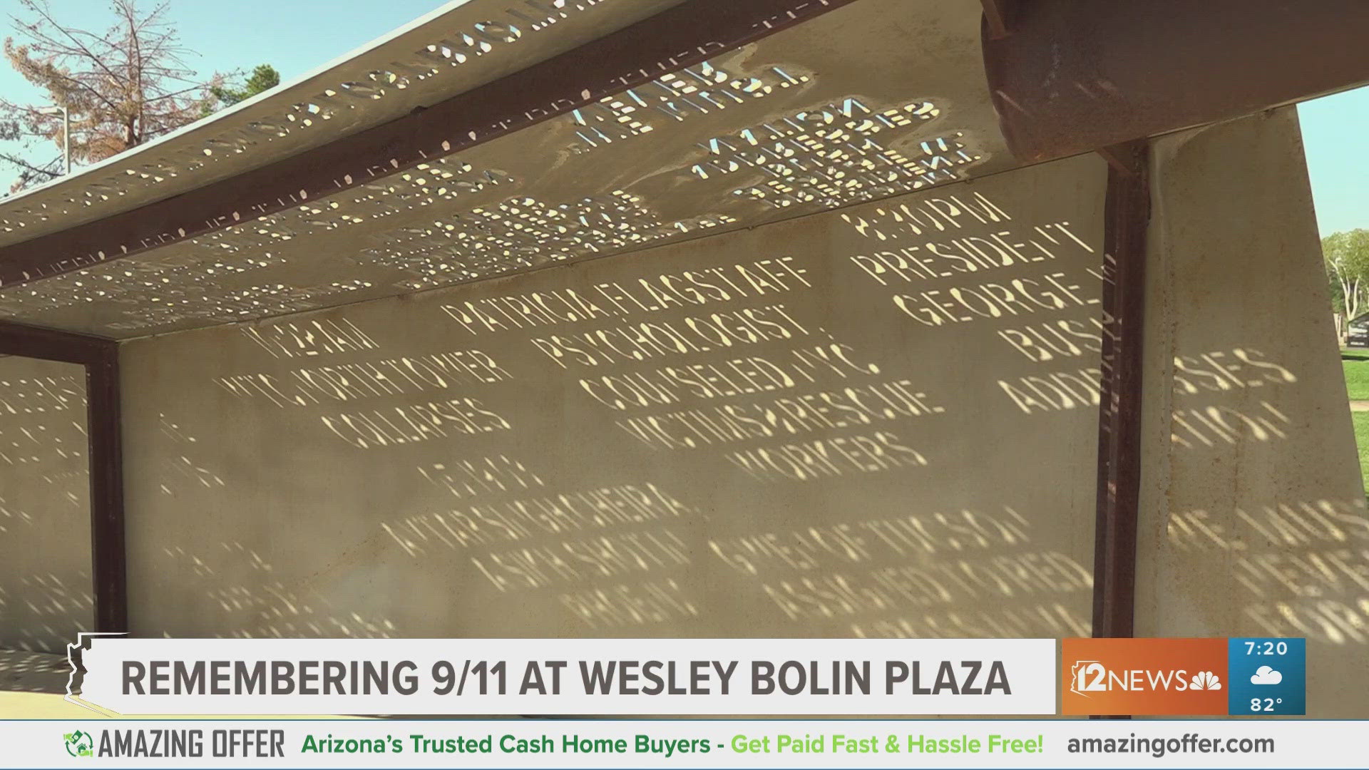 If you've never been, the Wesley Bolin Memorial Plaza in downtown Phoenix has a 9/11 memorial. It uses Mother Nature to send a message. 