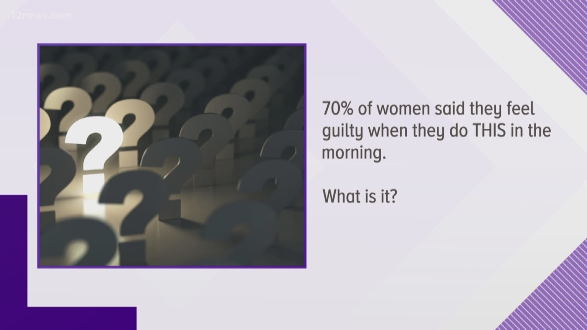 70 percent of women say they feel guilty when they do this in the morning. What is it?
