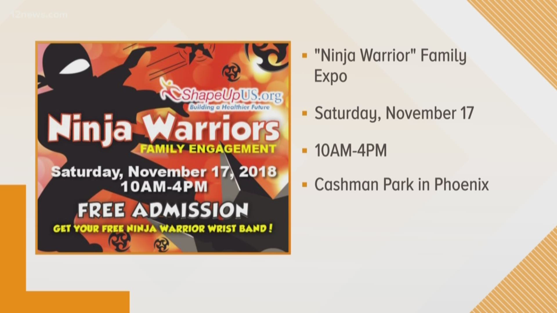 There's a free ninja warrior family expo happening this week at Cashman Park in Phoenix.