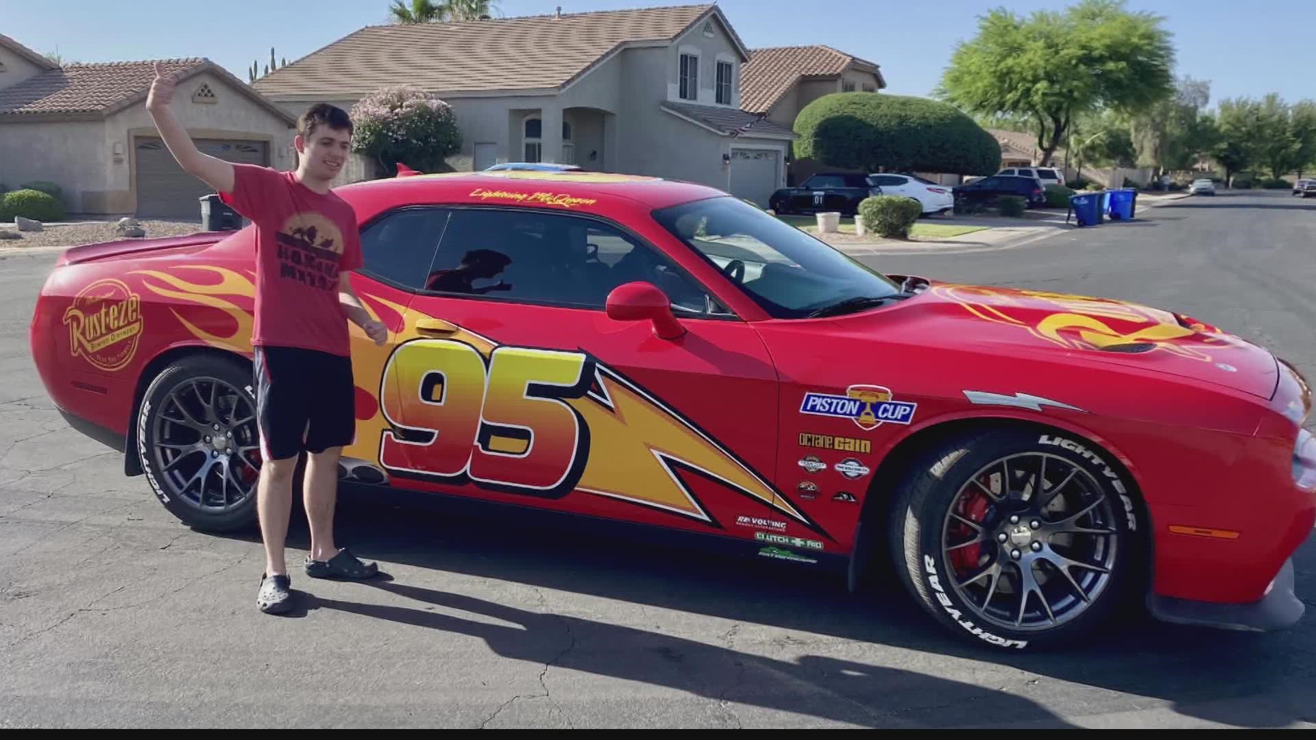 Arizona boy with special needs takes Sweet 16 ride with Lightning McQueen  car 