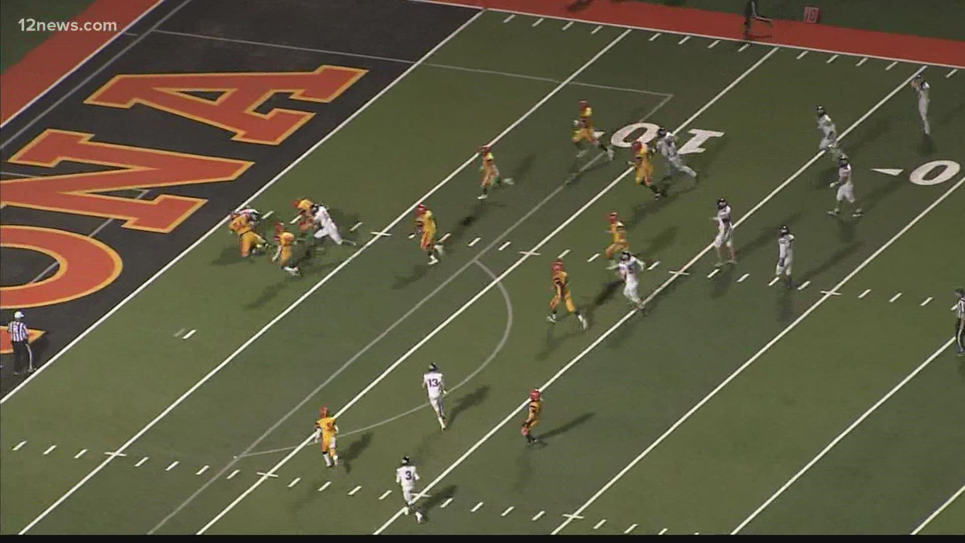 It's a view from the chopper, Corona Del Sol was victorious against Mesa, 42-13.