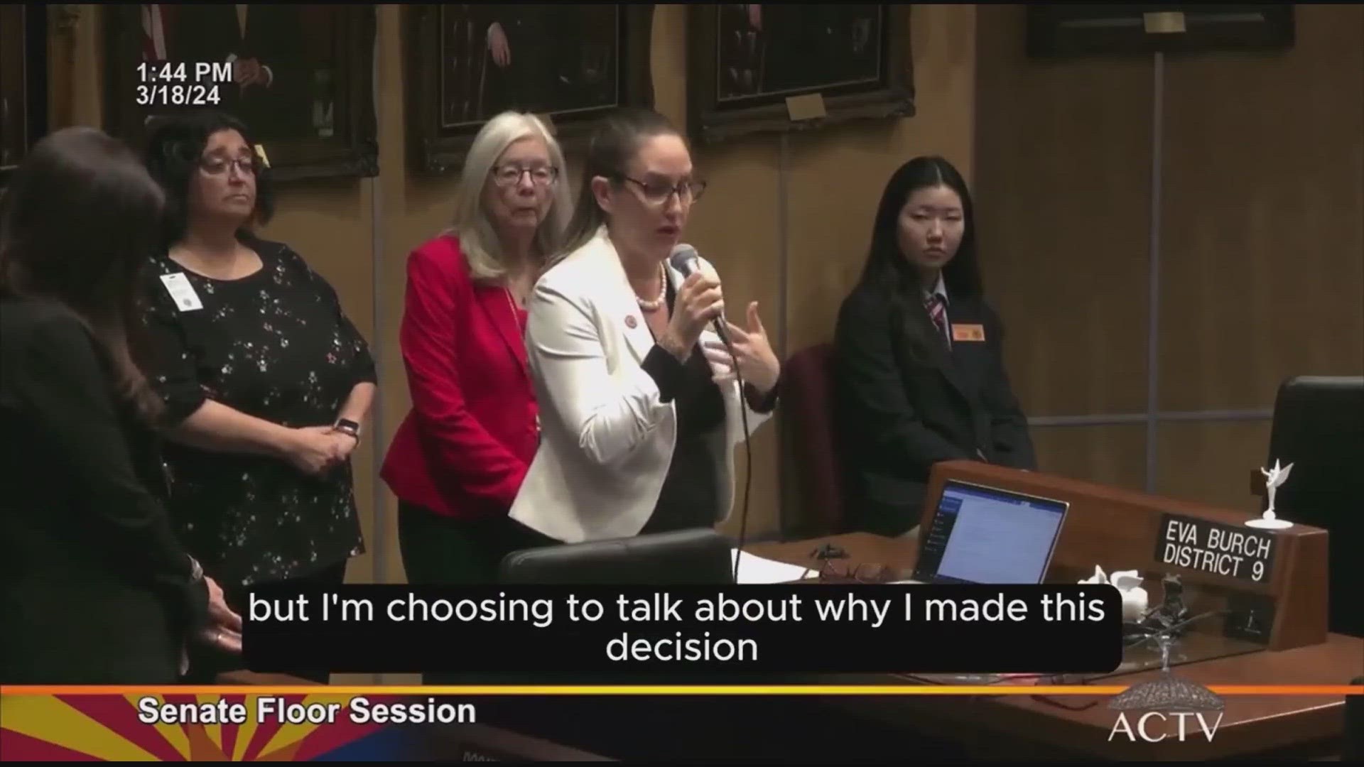 Arizona State Senator Eva Burch spoke on her own healthcare needs in an emotional moment on the Senate floor.