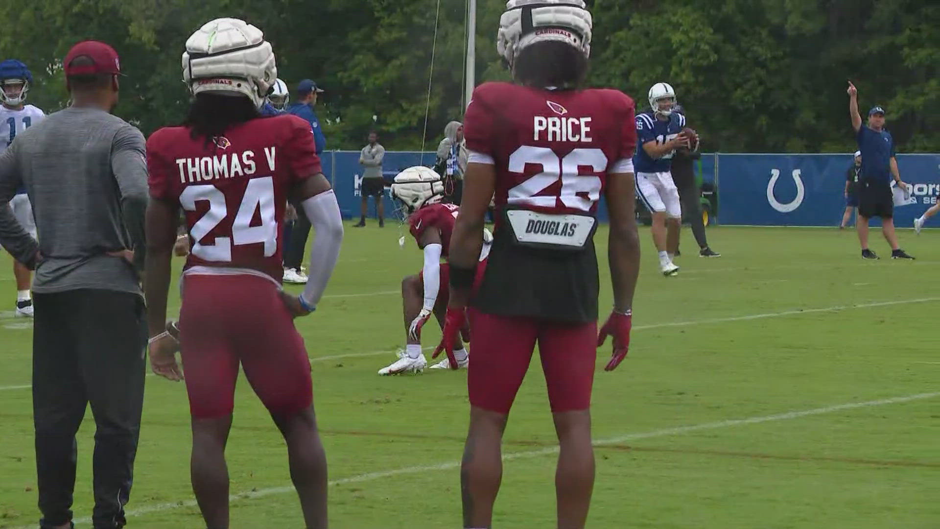 The Cardinals are doing their best not to let the wet weather disrupt their practices in Indiana.