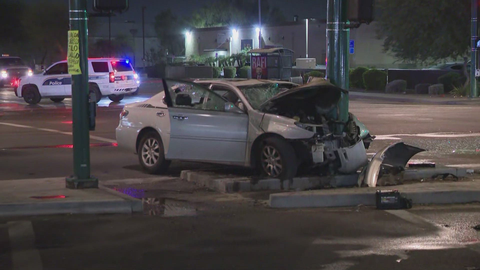 The vehicle crash occurred around 3:30 a.m. near the area of 35th Avenue and Van Buren Street.