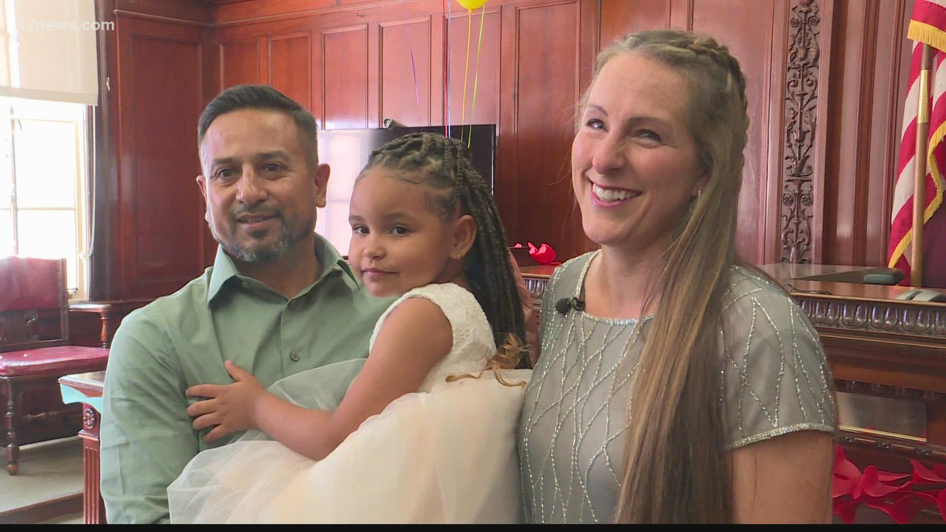 It's been a long journey for the Beccera family. But on the eve of National Adoption Day they formally welcomed their daughter, Raya, to the family.