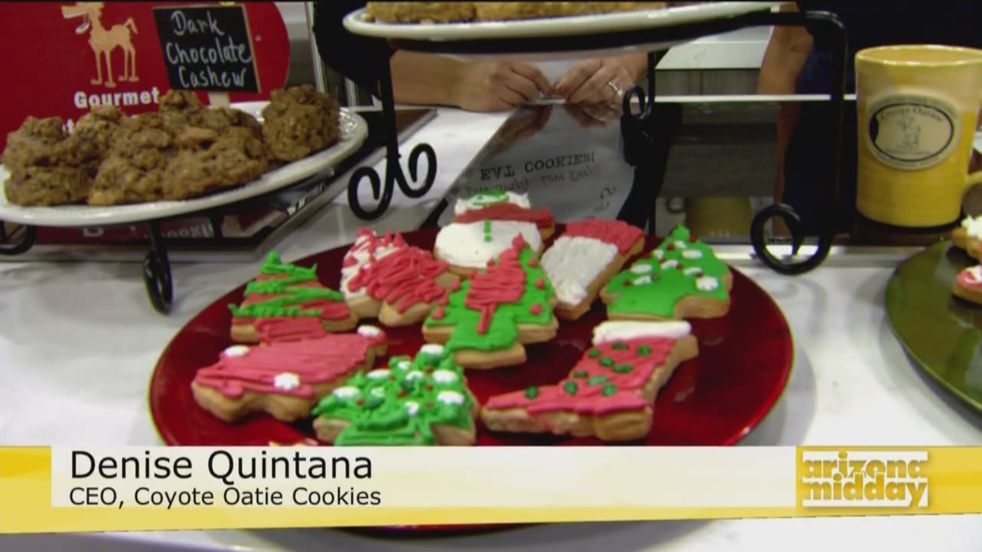 Denise Quintana from Coyote Oatie Cookies brought by with some yummy treats and to talk about their Christmas in July celebration.