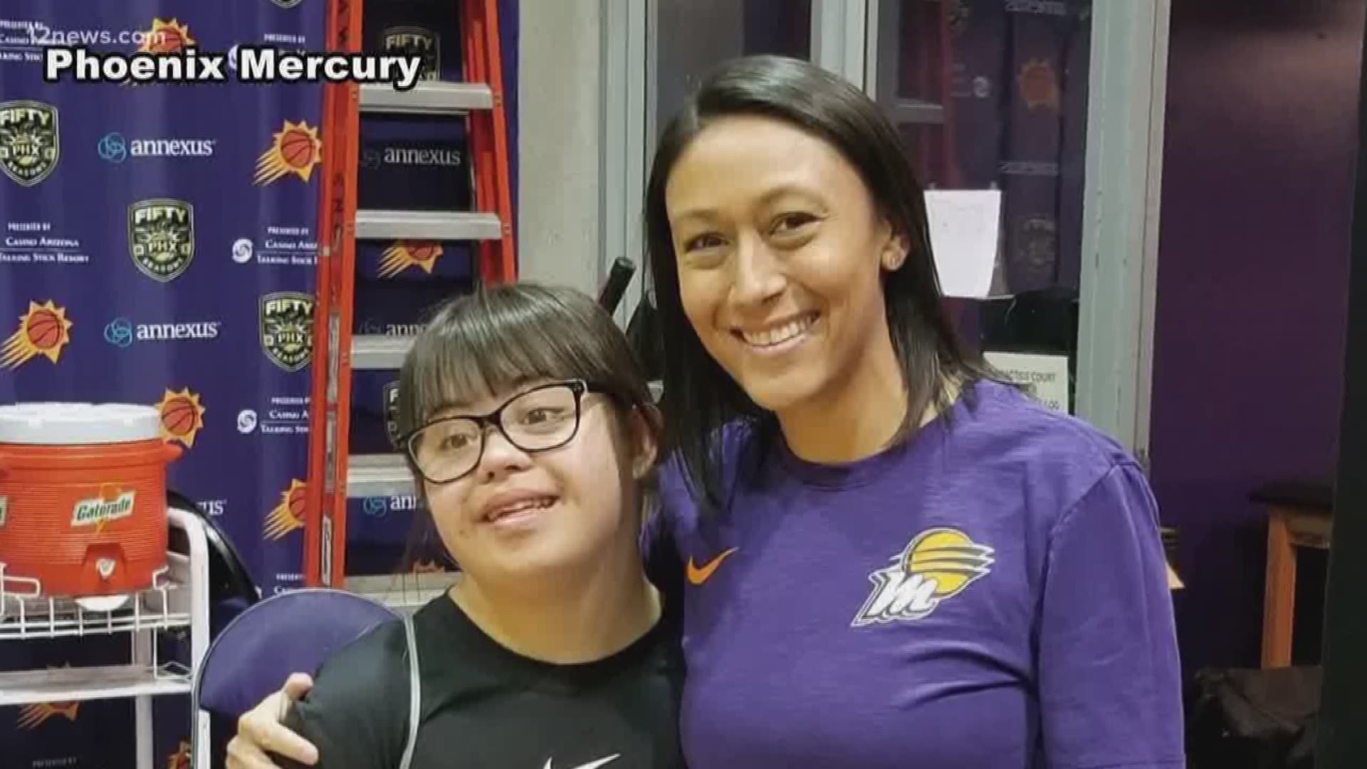 When the Phoenix Mercury caught wind of Alyna Macias' story, the team invited her to Phoenix for a day to shadow the team's equipment manager, Denise Romero.