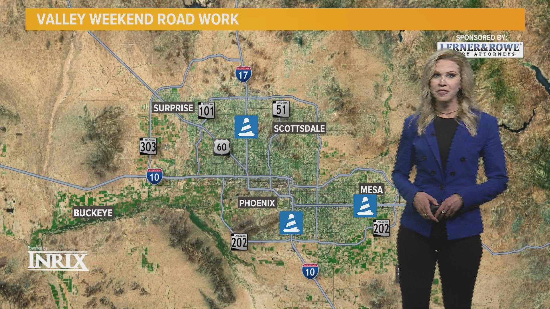 Here’s a look at those road projects that will affect your weekend commute around the Valley and Greater Arizona starting Friday, Jan. 27, to Monday, Jan. 30.