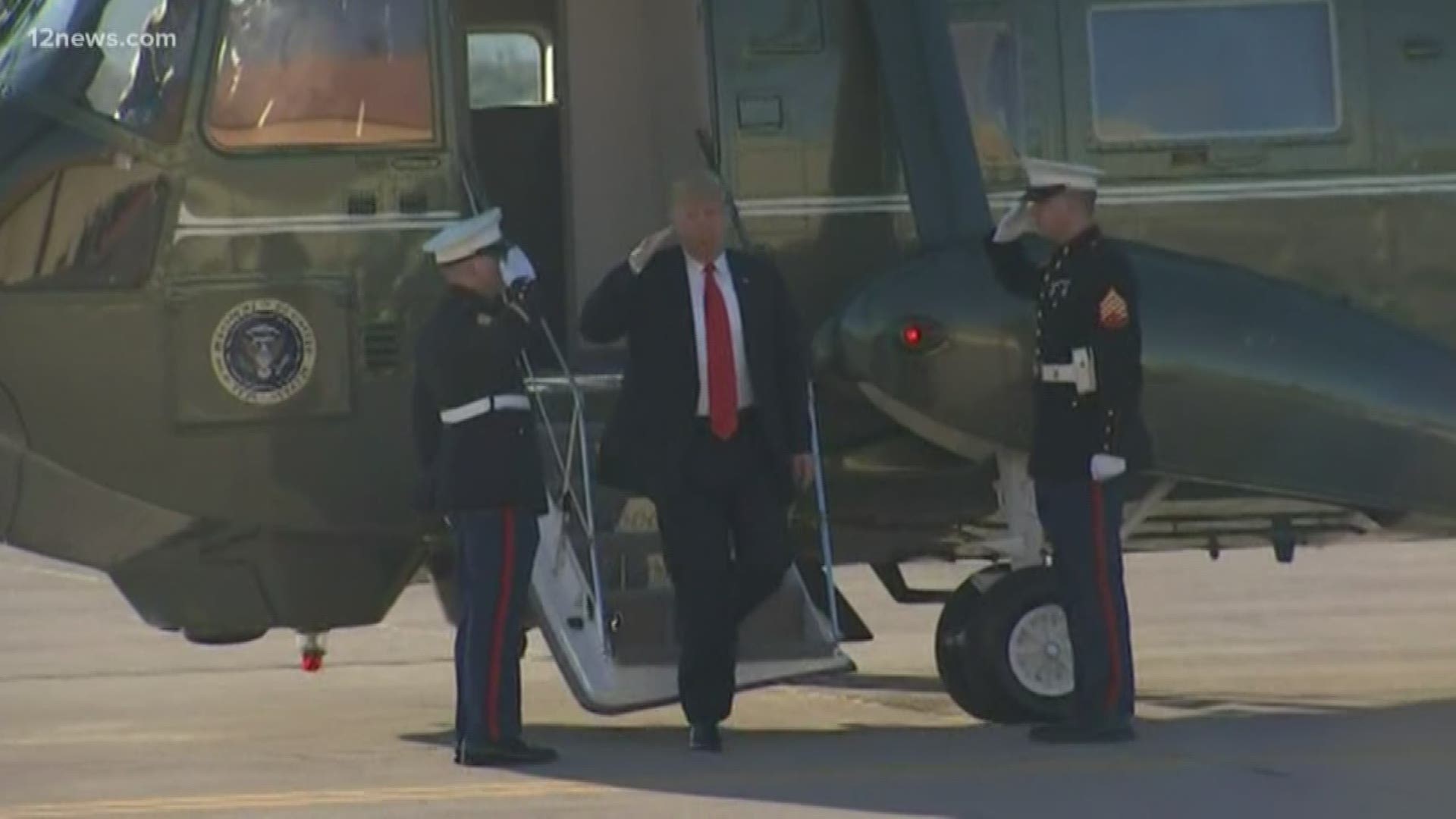 The president is in the Valley for a campaign event for Senate candidate Martha McSally. The president is at Luke Air Force Base to take a tour of the base and for a round table discussion.