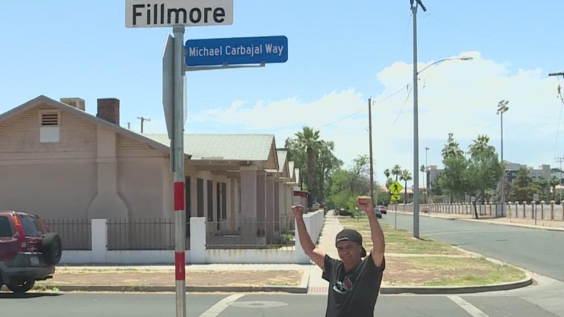 City of Phoenix renames Fillmore Street from 9th Street to 10th Street to Michael Carbajal Way in honor of the legendary boxer.