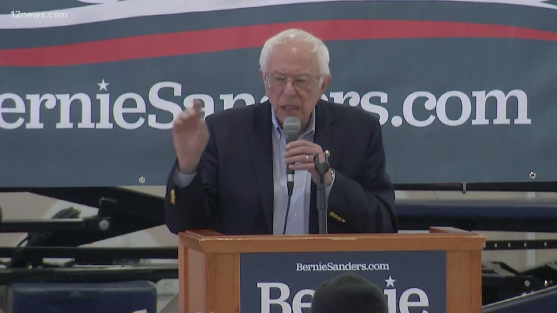 Democratic frontrunner Bernie Sanders is in the Valley to fire up his base. The senator from Vermont is holding his rally at Veterans Memorial Coliseum in Phoenix.