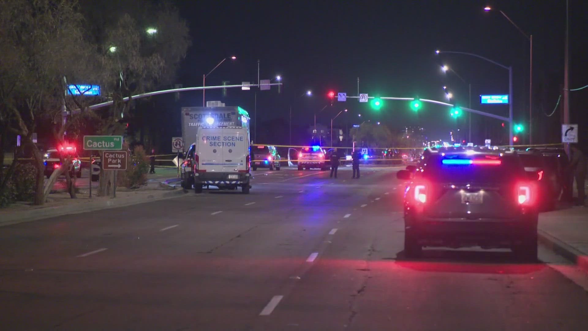 The Scottsdale Police Department said the shooting happened at around 5:30 p.m. near the intersection of Scottsdale and Cactus roads when officers tried to stop the