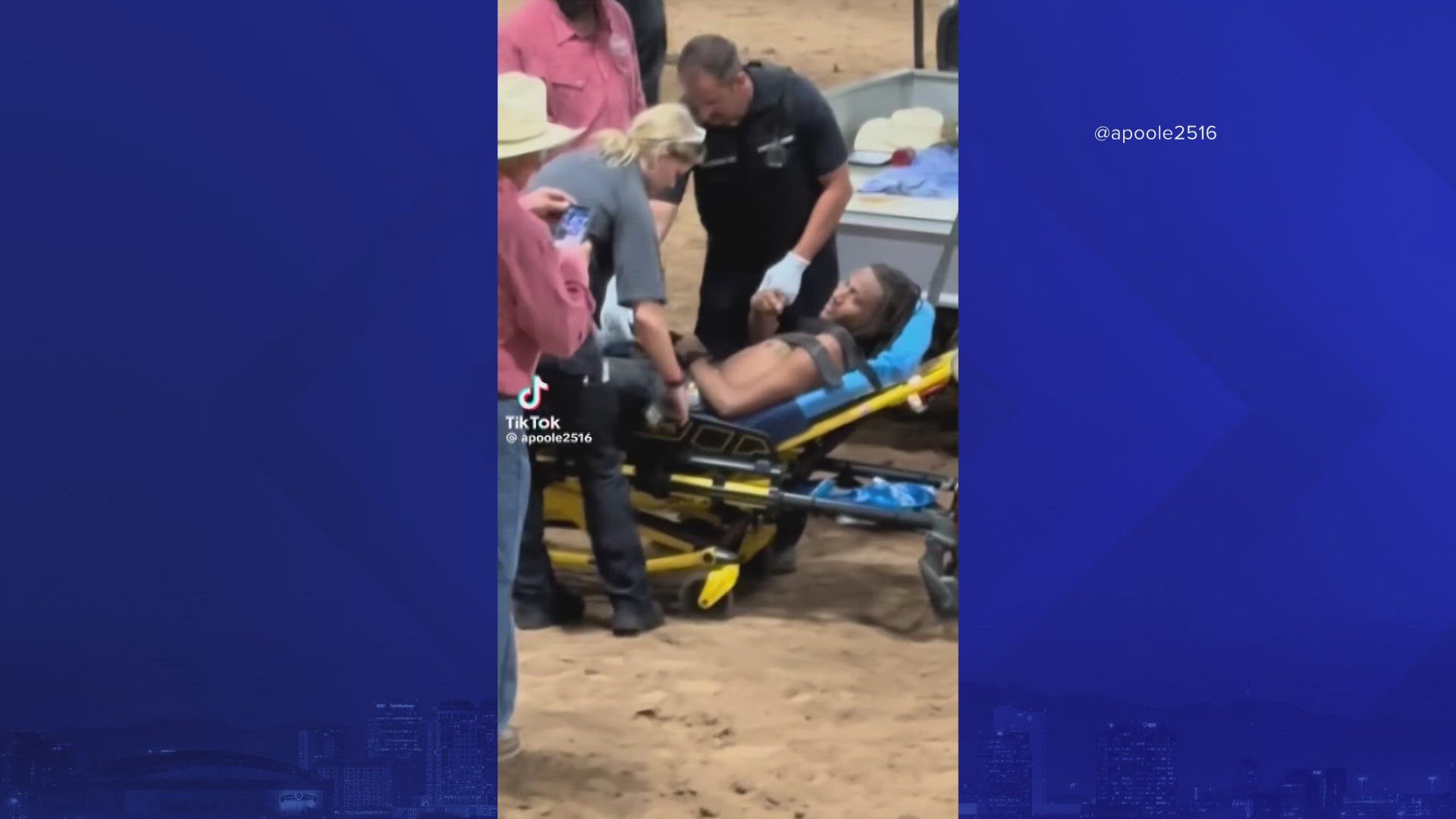 Video on social media shows Taylor Williams taking a hard fall at the Arizona Invitational Black Rodeo in Scottsdale this weekend.