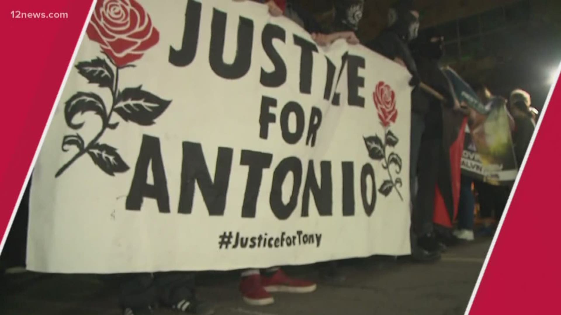 Protestors gathered in front of Tempe PD headquarters this evening, before storming the streets. The protestors gathered to demand justice for Antonio Gonzalez, a 14-year-old suspect who was shot and killed by a Tempe police officer.