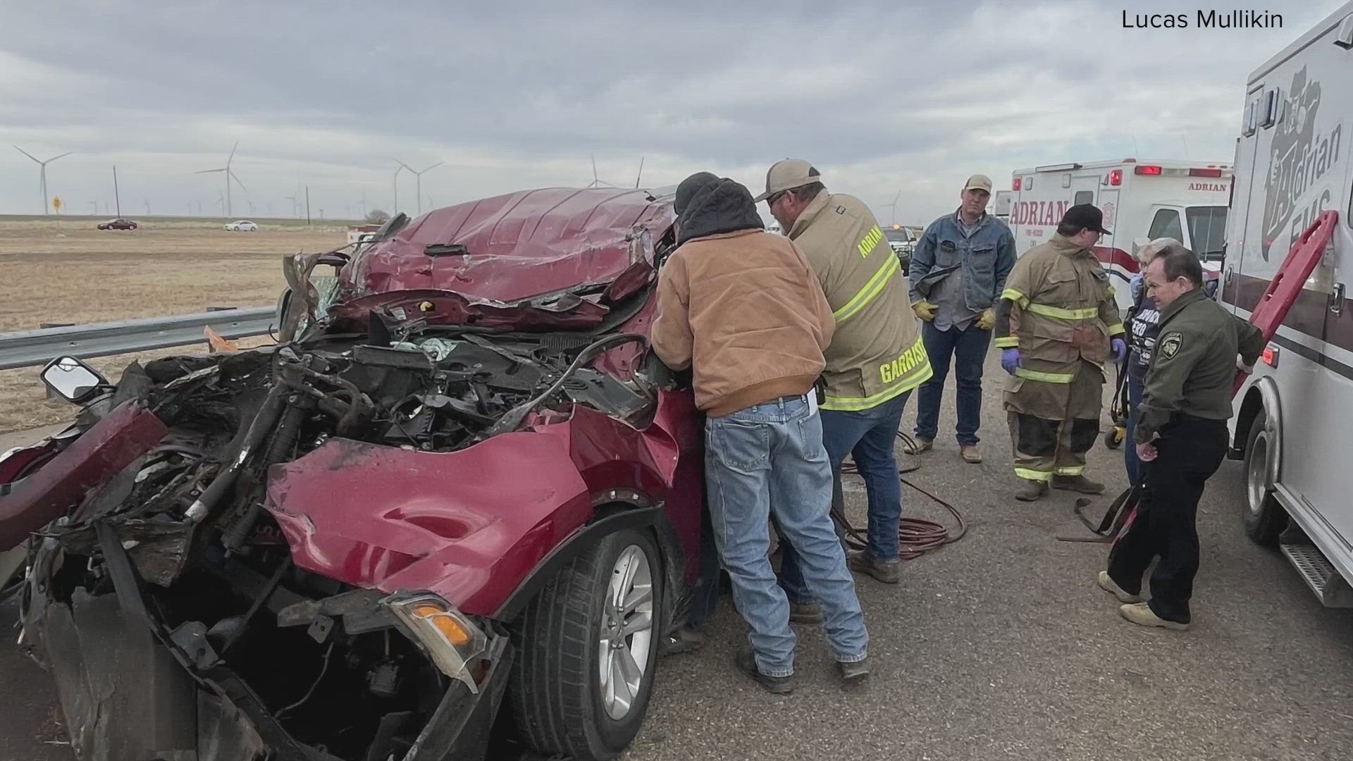 The woman was travelling to New Mexico when she accidently struck the back of a semi-truck. A couple from Arizona acted quickly to save her life.