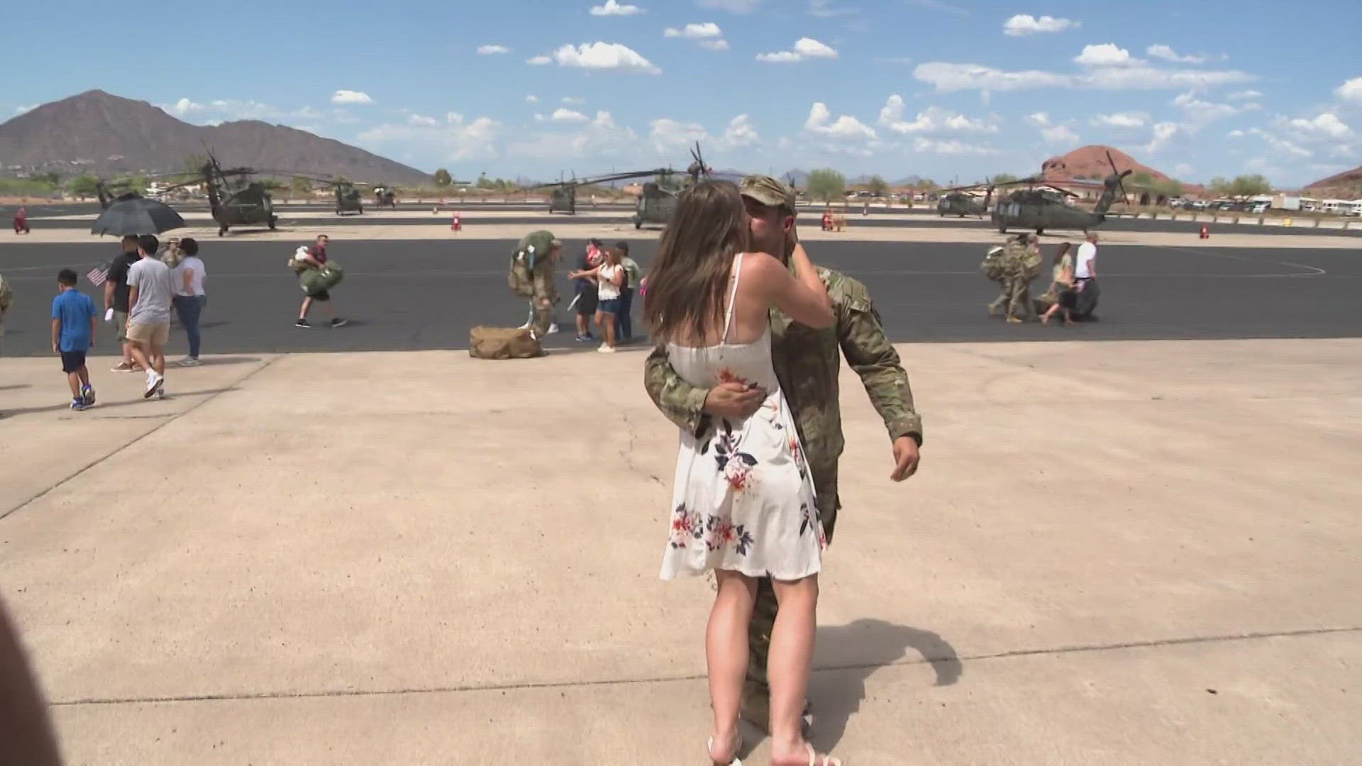 More than 350 Arizona National Guardsmen who were deployed to the Middle East returned home Saturday and 12News was they as they reunited with their families.