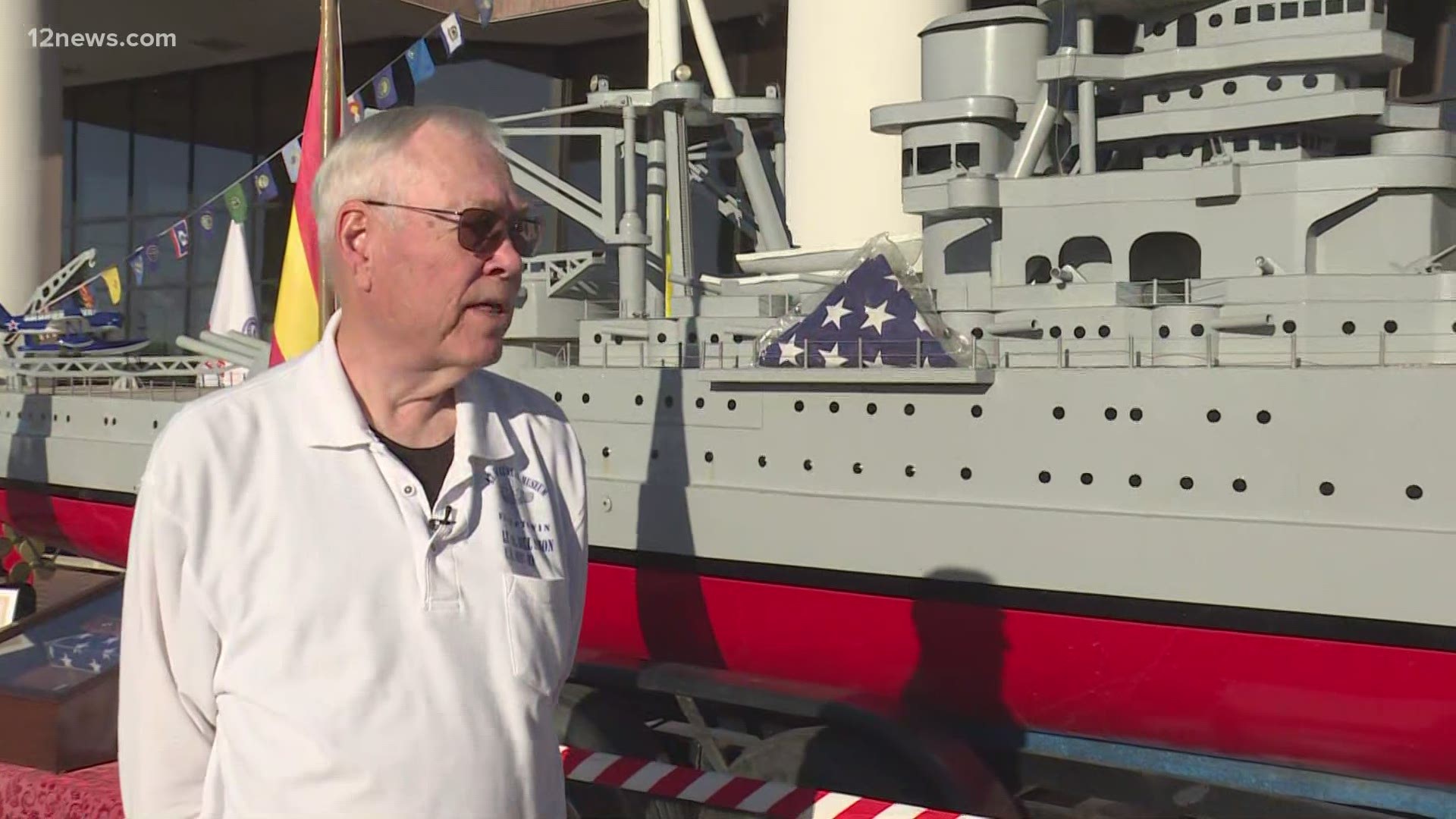 The ship, one of the largest ever built, is on display as Sanderson Ford celebrates and honors the dedication, courage, and sacrifice of those who served.