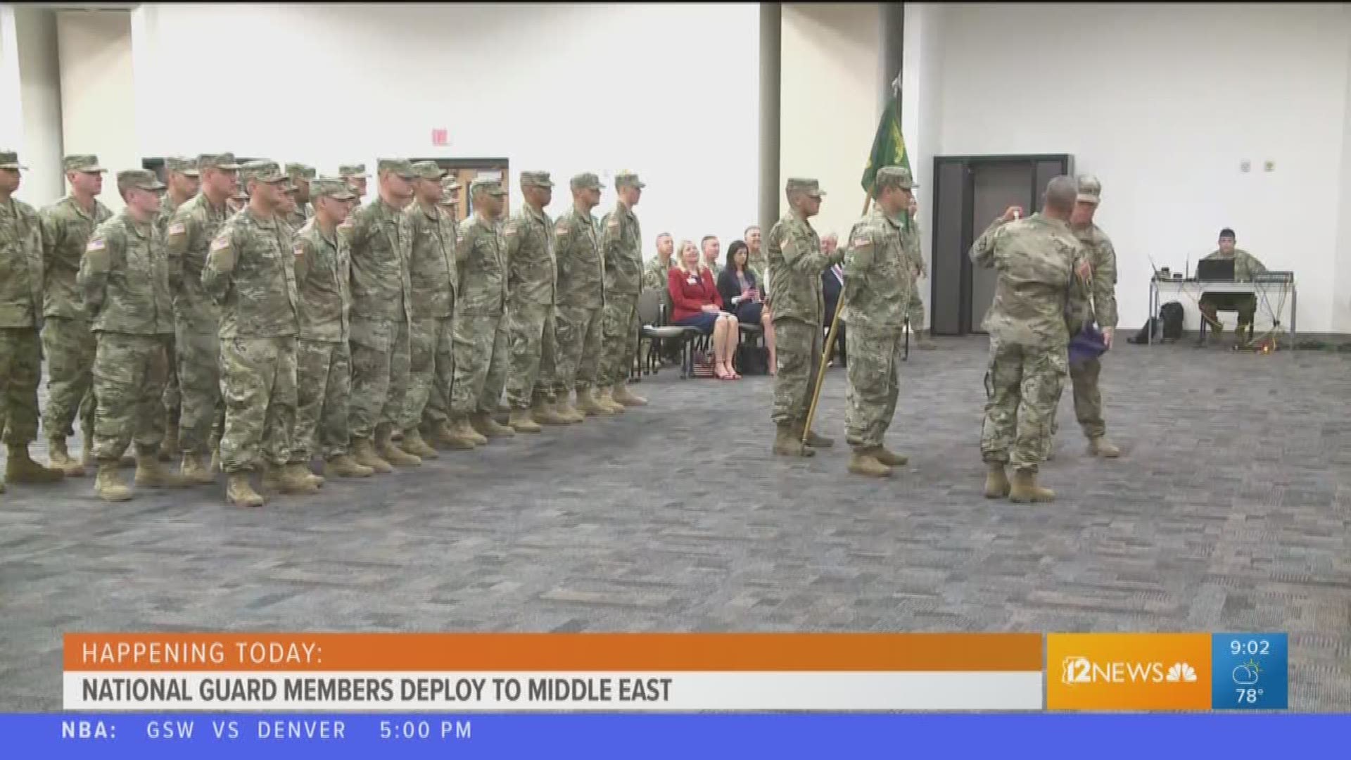 The soldiers are taking off Sunday and will be deployed for nine months.