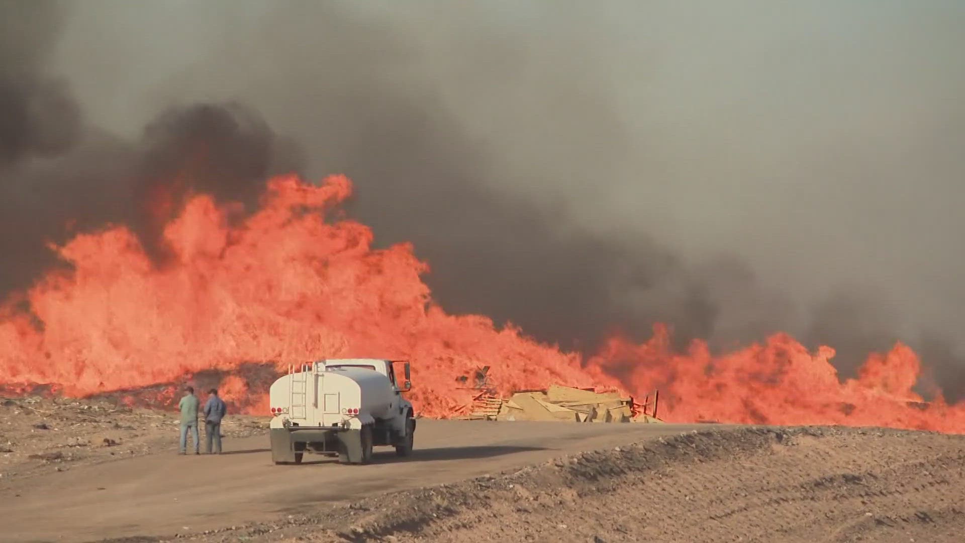 The fire started in the section of the landfill where green waste such as landscaping materials like wood, leaves and grass were being stored.