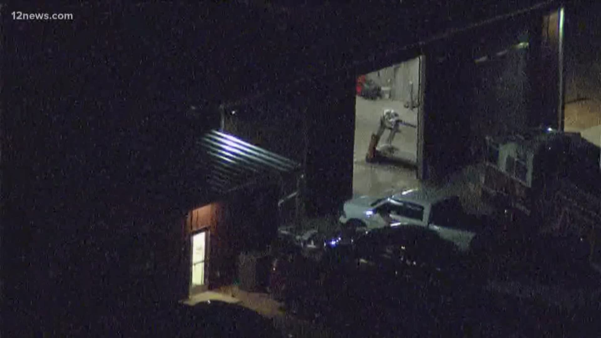 Investigators are looking for two men who ran off after an armed burglary at a fire station Thursday night, according to the Maricopa County Sheriff's Office. Phoenix police initially reported firefighters saw a man breaking into their fire engine in the fenced station yard near Dobbins Road and 43rd Avenue.