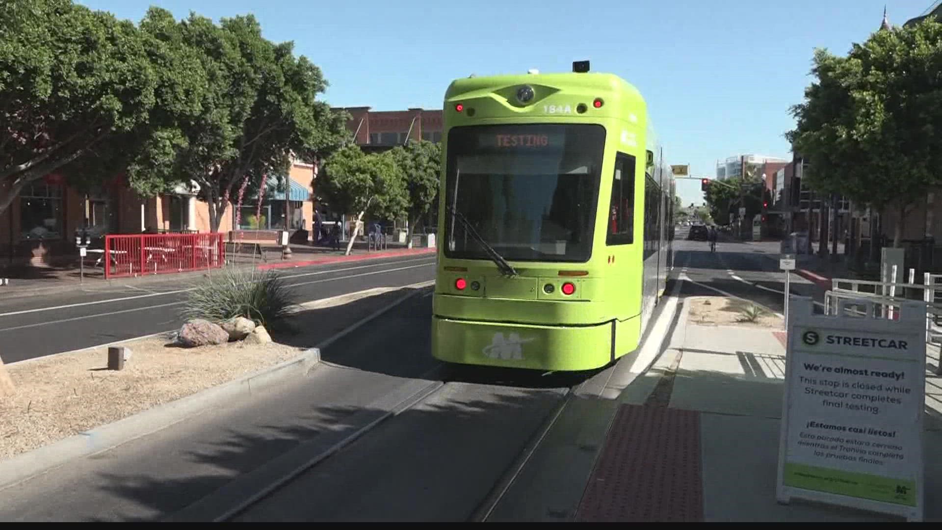 The modern streetcar line will have 13 stops along its three-mile route when it goes live around 10 a.m. on Friday, May 20.