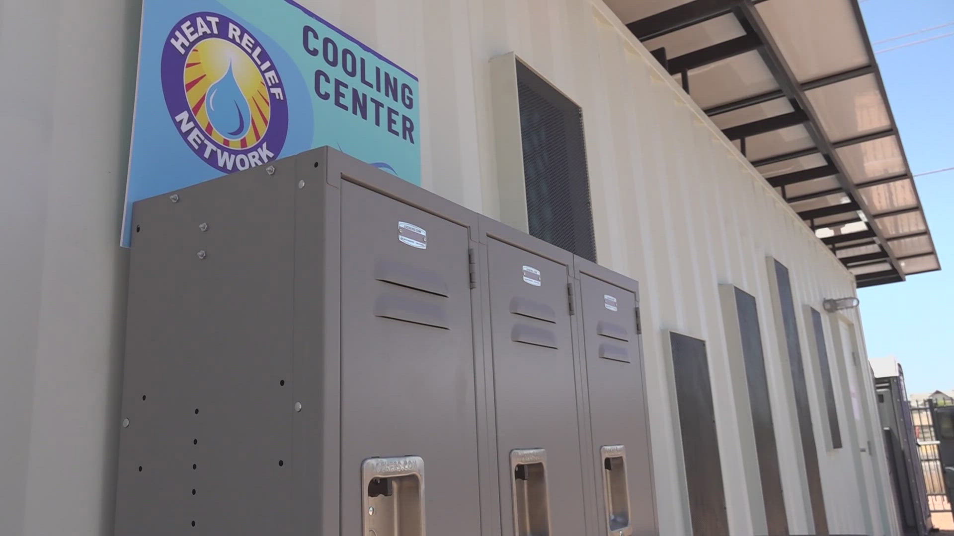 Some of the shipping containers used as a temporary border at the US/Mexico border are now being used as cooling centers.