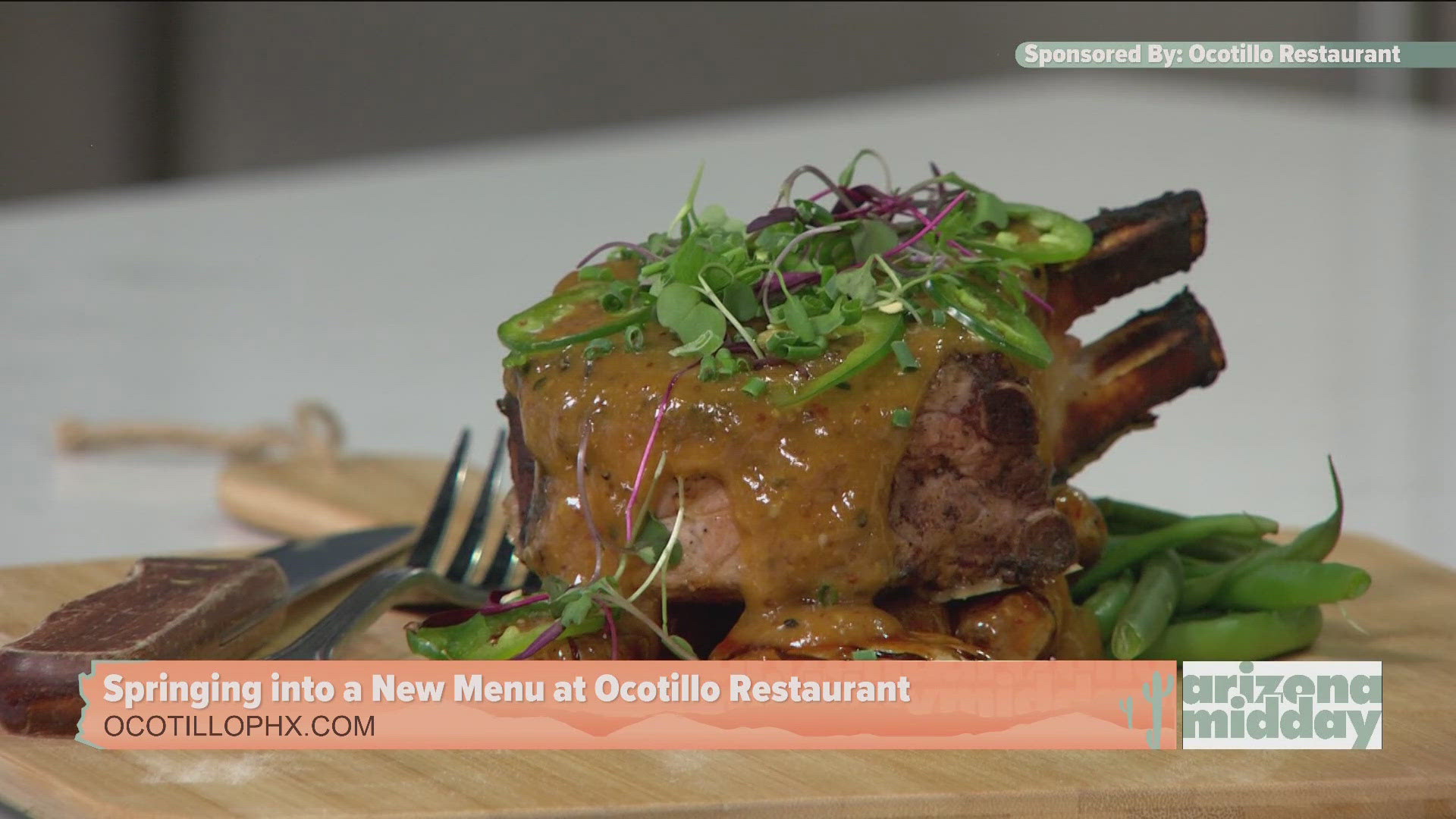 Pork chops with hot honey sauce is just one of the dishes you can find at Ocotillo restaurant