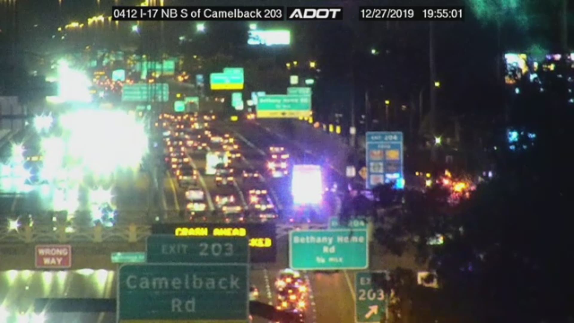 Arizona Department of Transportation video showed a fatal crash on the Interstate 17 at Camelback Road.