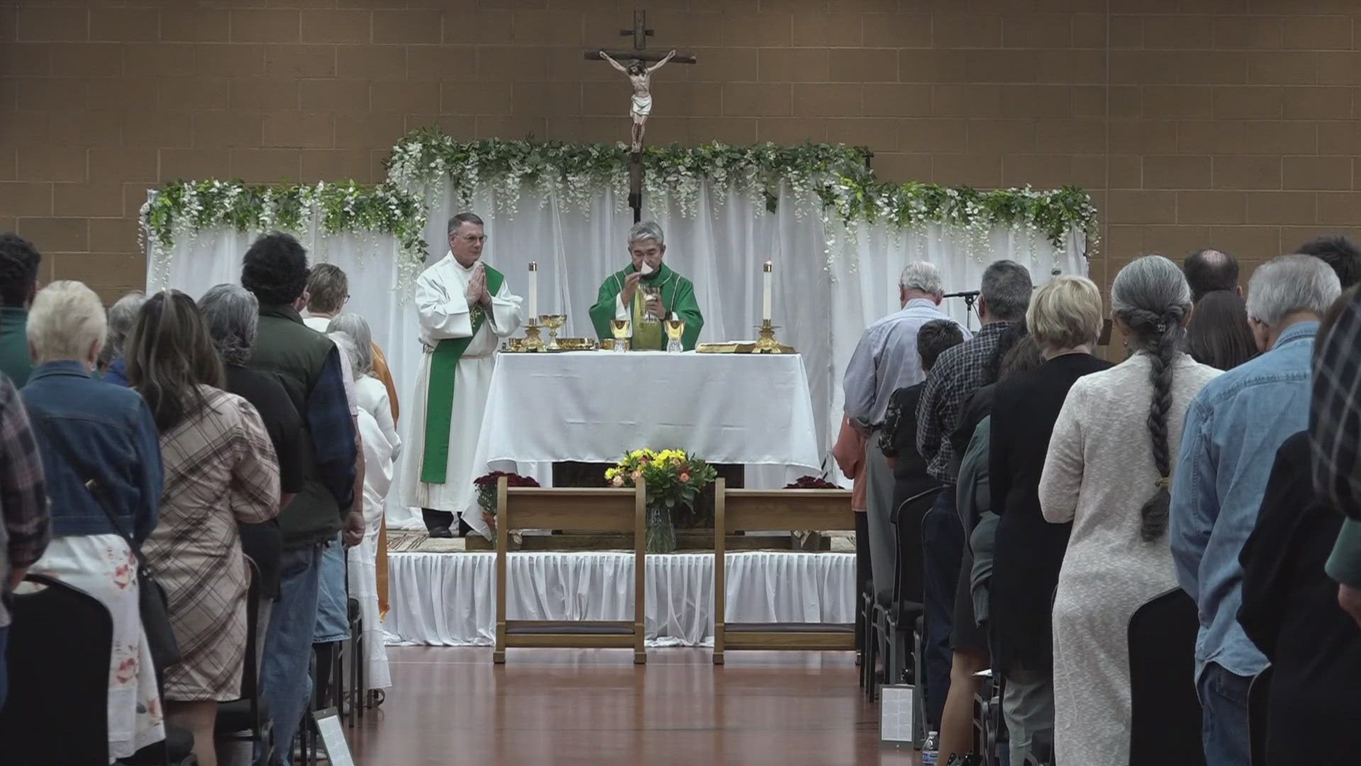 The main worship area of St. Anthony of Padua Catholic Church was damaged on Friday in a fire.